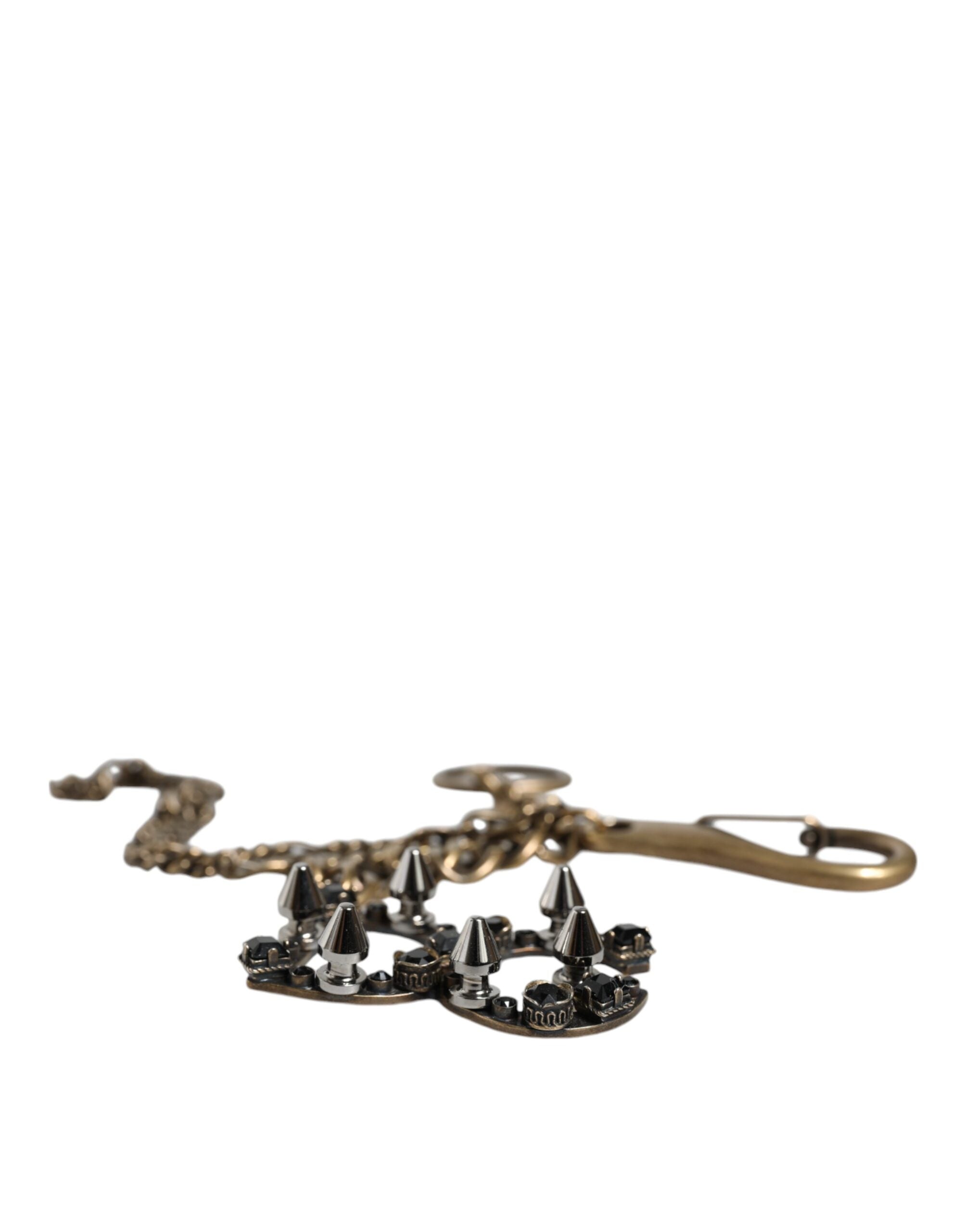 Dolce & Gabbana Silver Tone Metal DG Logo Crystal Keychain Keyring LUNESCAPE