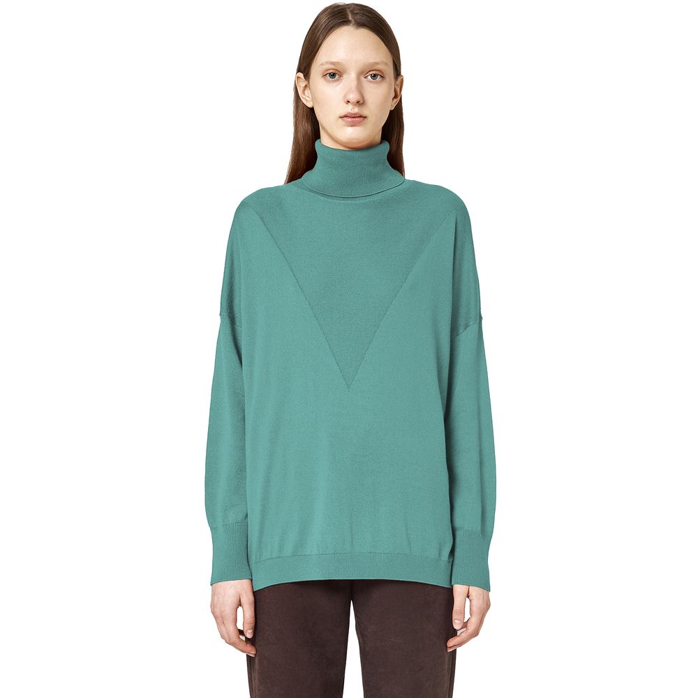 Alpha Studio Green Silk Sweater LUNESCAPE