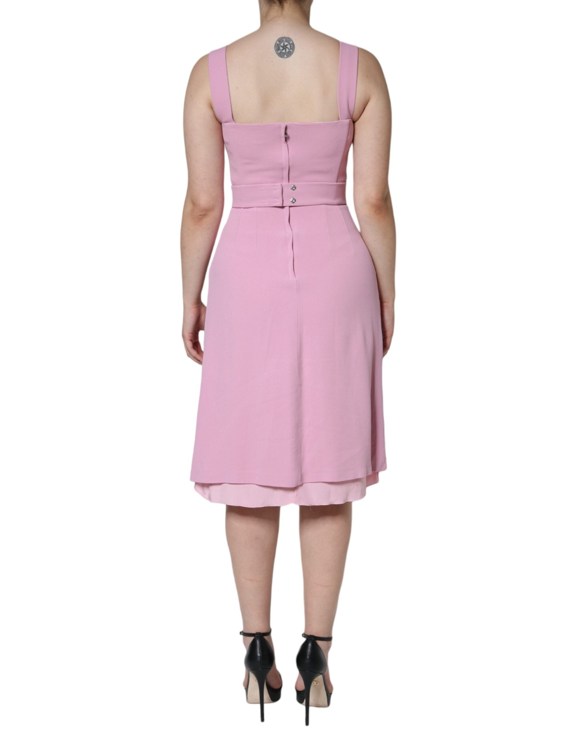 Dolce & Gabbana Pink A-line Flare Sleeveless Dress LUNESCAPE