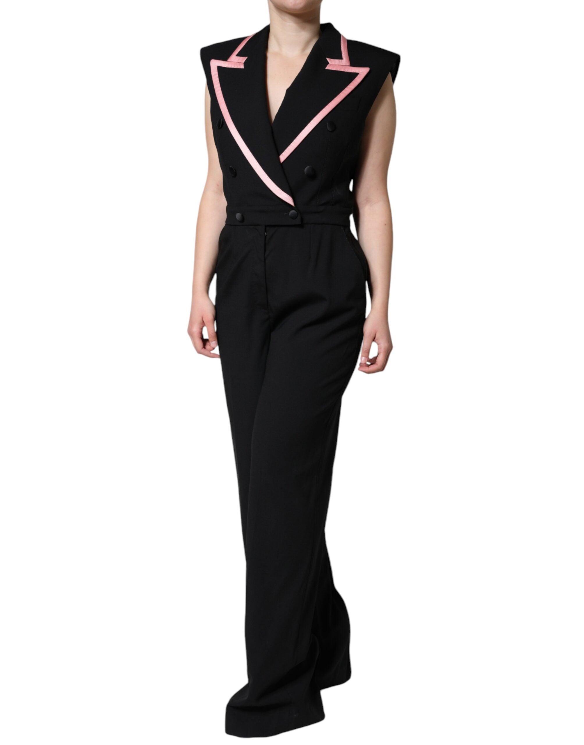 Dolce & Gabbana Black Wool Blend Sleeveless Jumpsuit