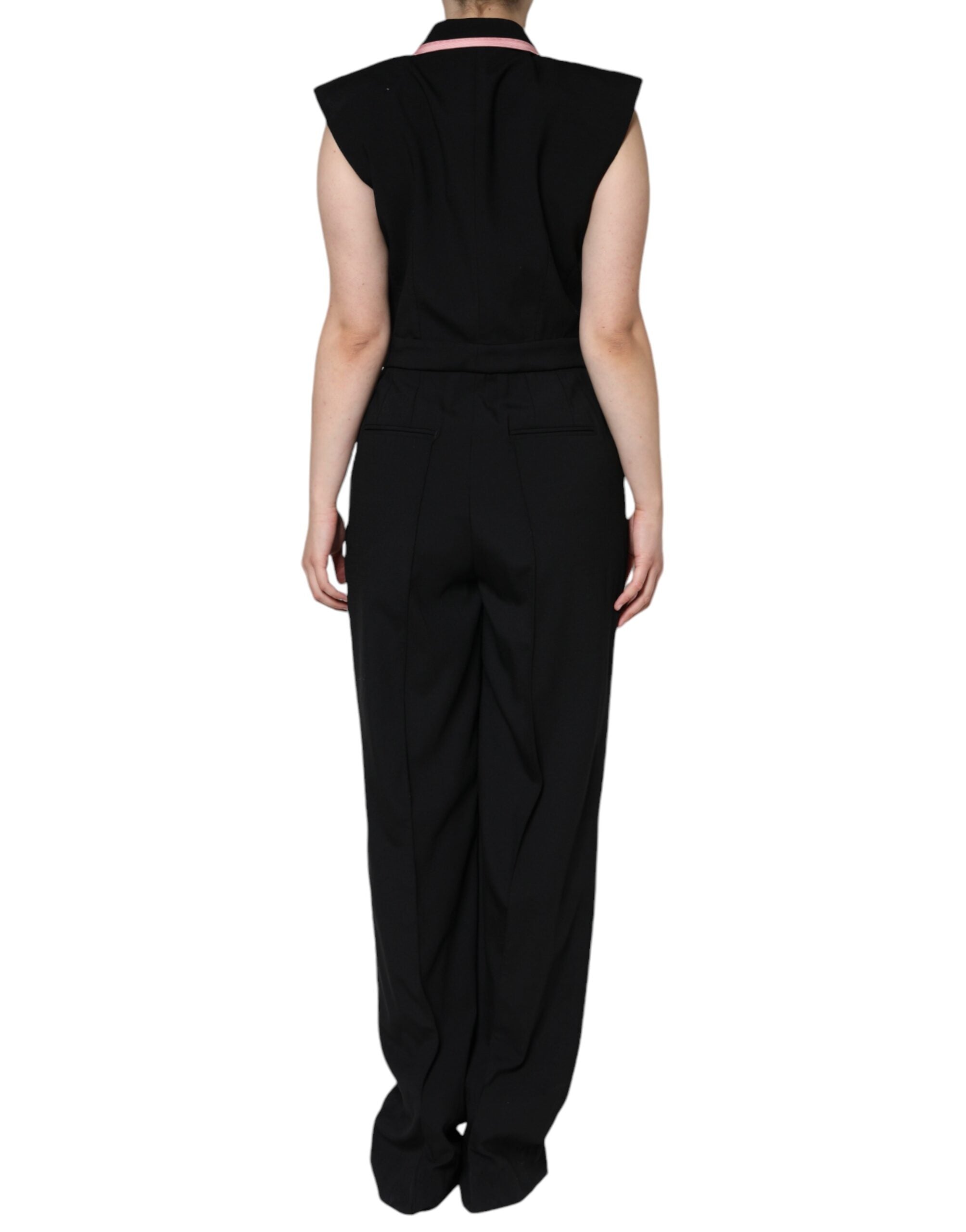 Dolce & Gabbana Black Wool Blend Sleeveless Jumpsuit