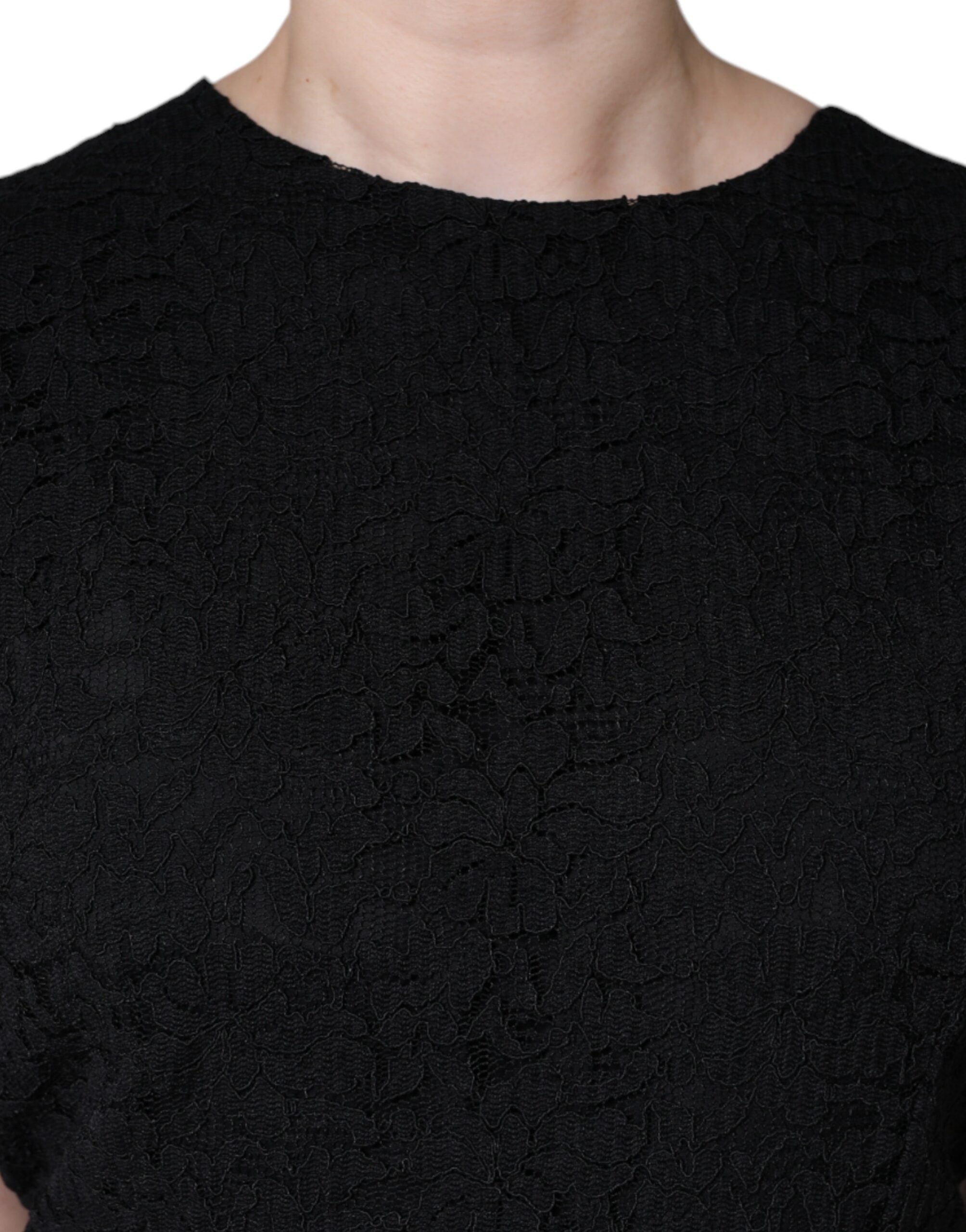 Dolce & Gabbana Black Cotton Sheath Knee Length Dress LUNESCAPE