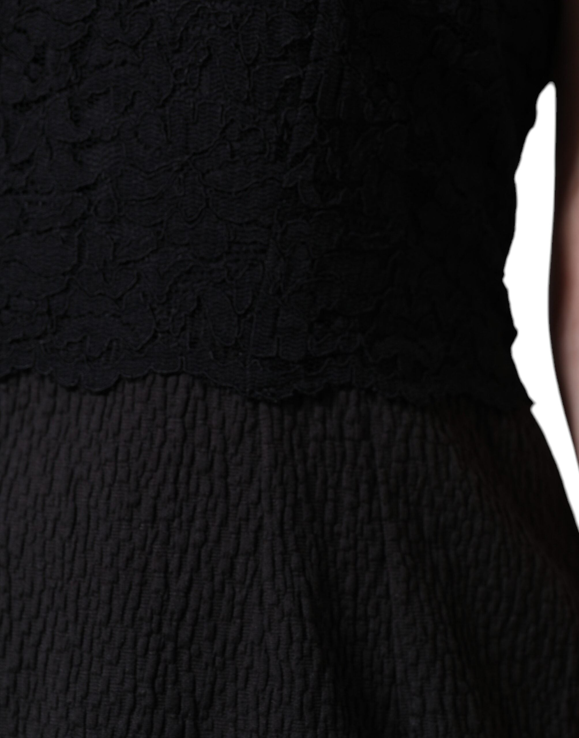 Dolce & Gabbana Black Cotton Sheath Knee Length Dress LUNESCAPE