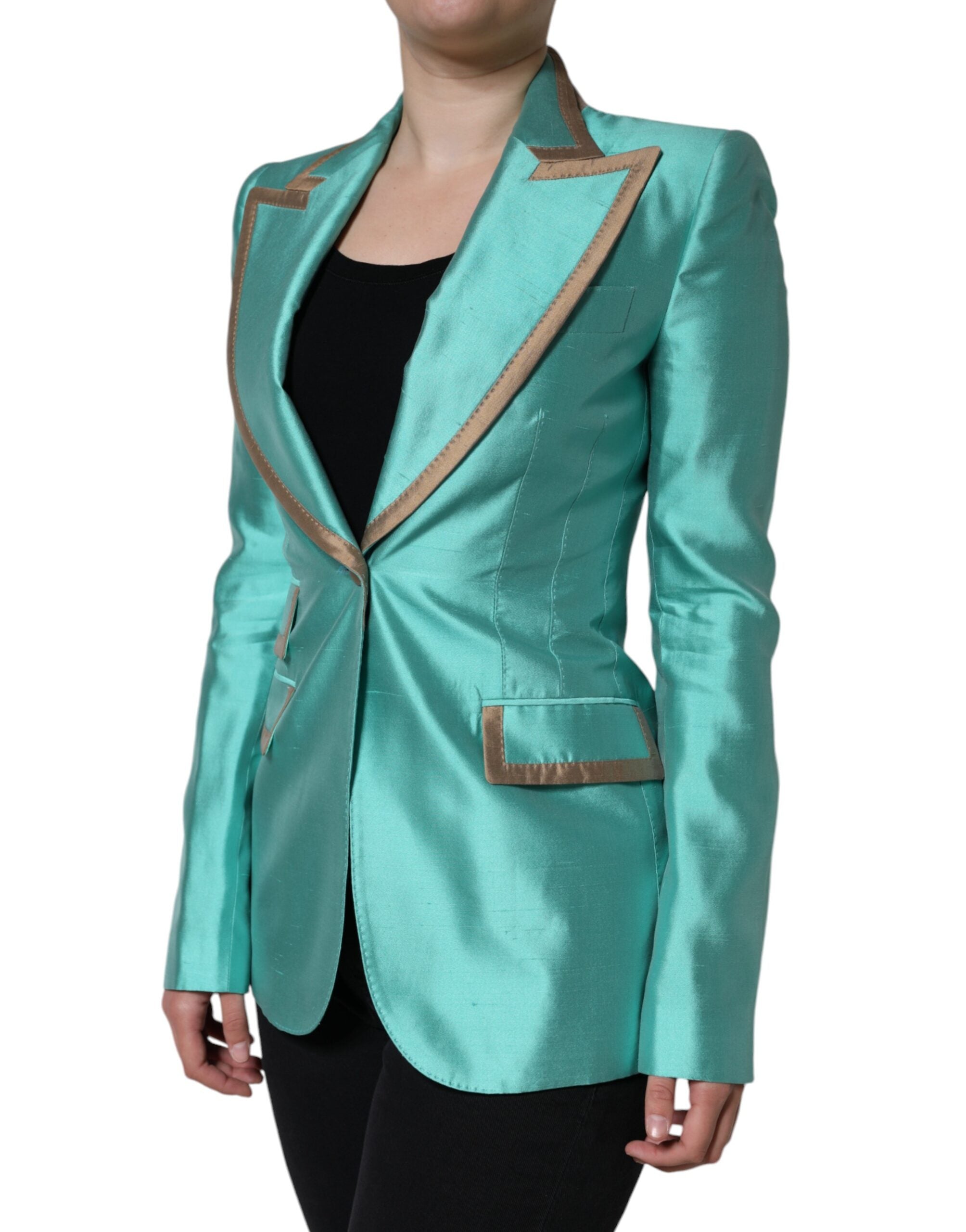 Dolce & Gabbana Metallic Green Single Breasted Blazer Jacket LUNESCAPE