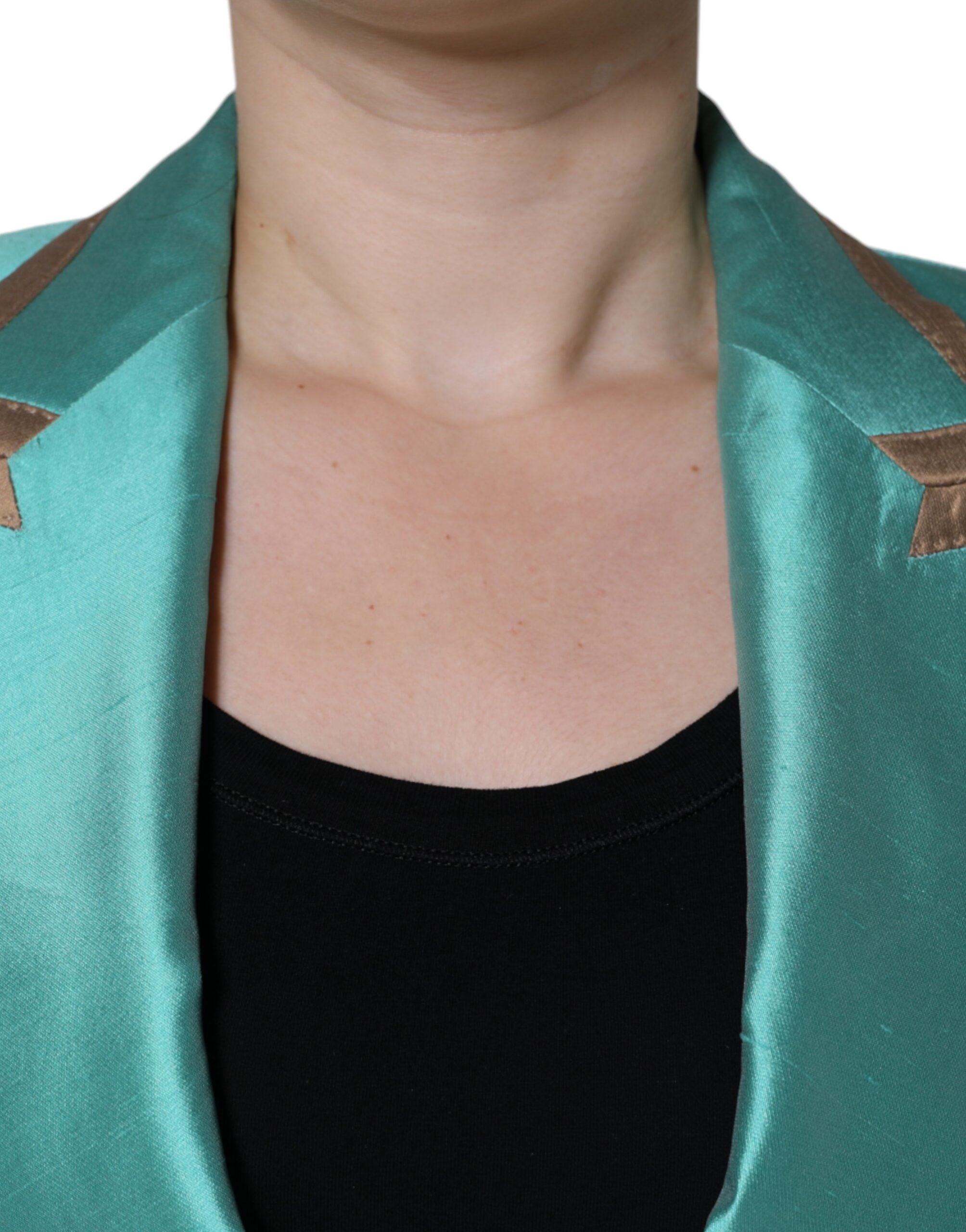 Dolce & Gabbana Metallic Green Single Breasted Blazer Jacket LUNESCAPE