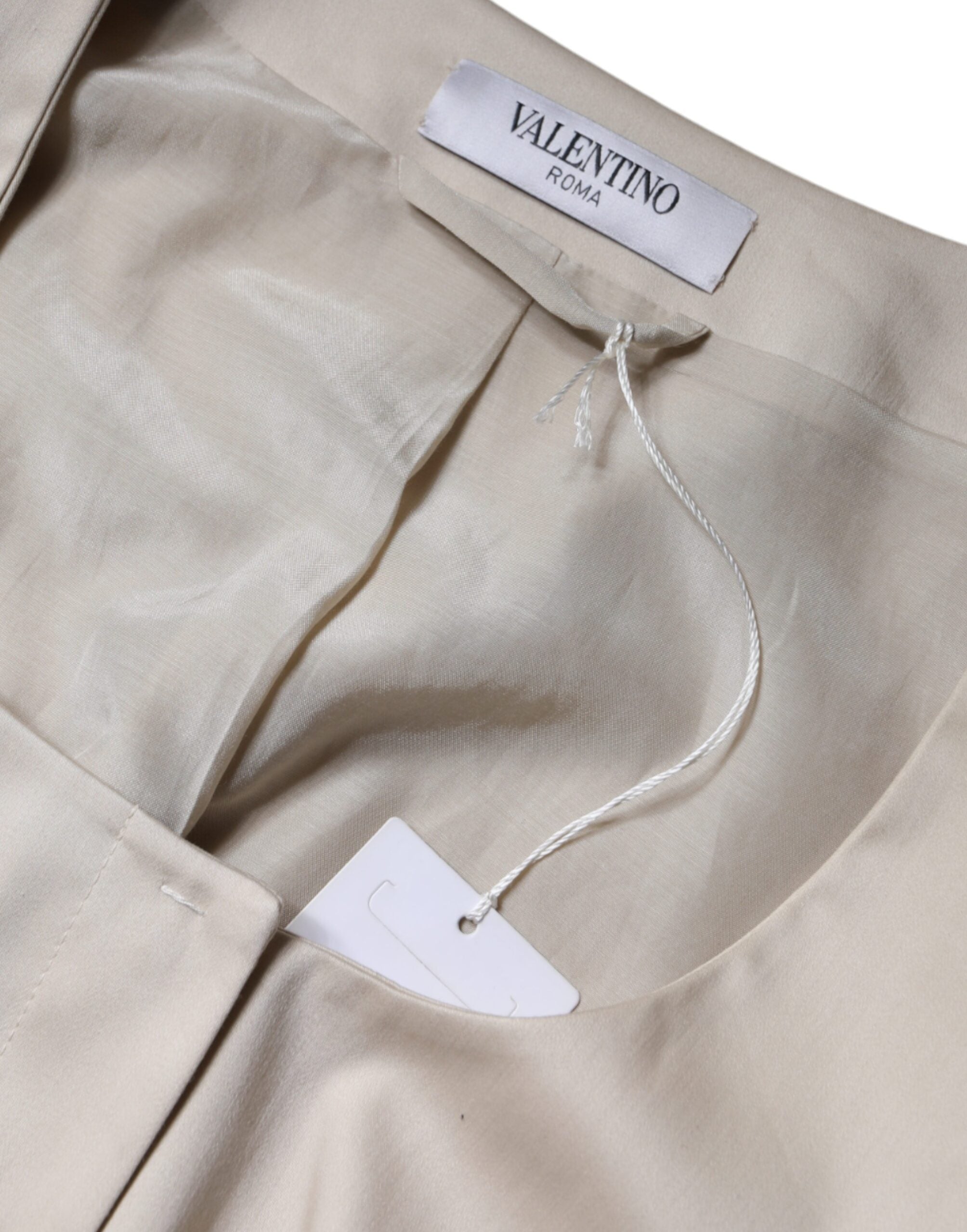 Valentino Beige Cotton Long Sleeves Round Neck Blazer Jacket LUNESCAPE