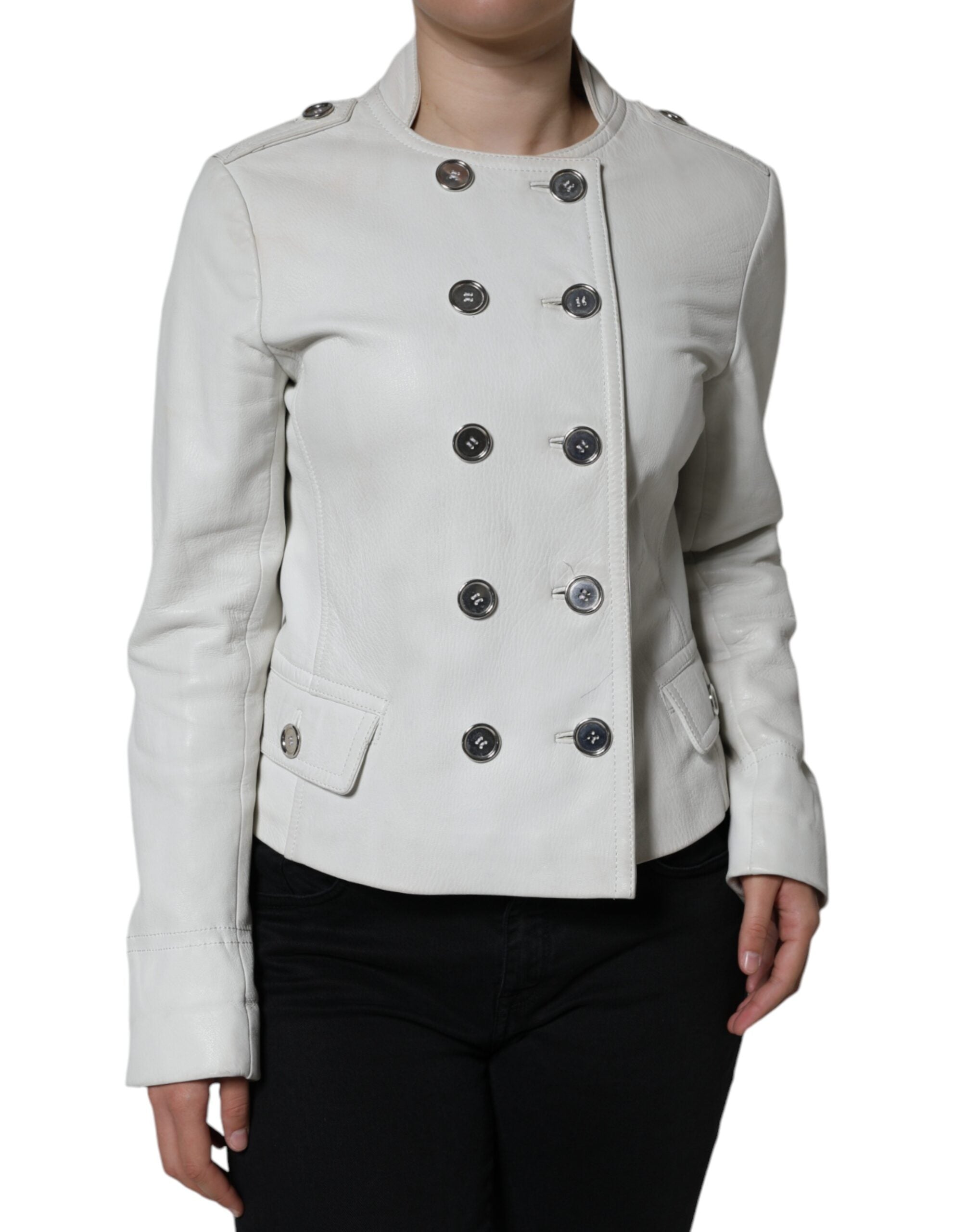 Dolce & Gabbana White Double Breasted Blazer Coat Jacket LUNESCAPE