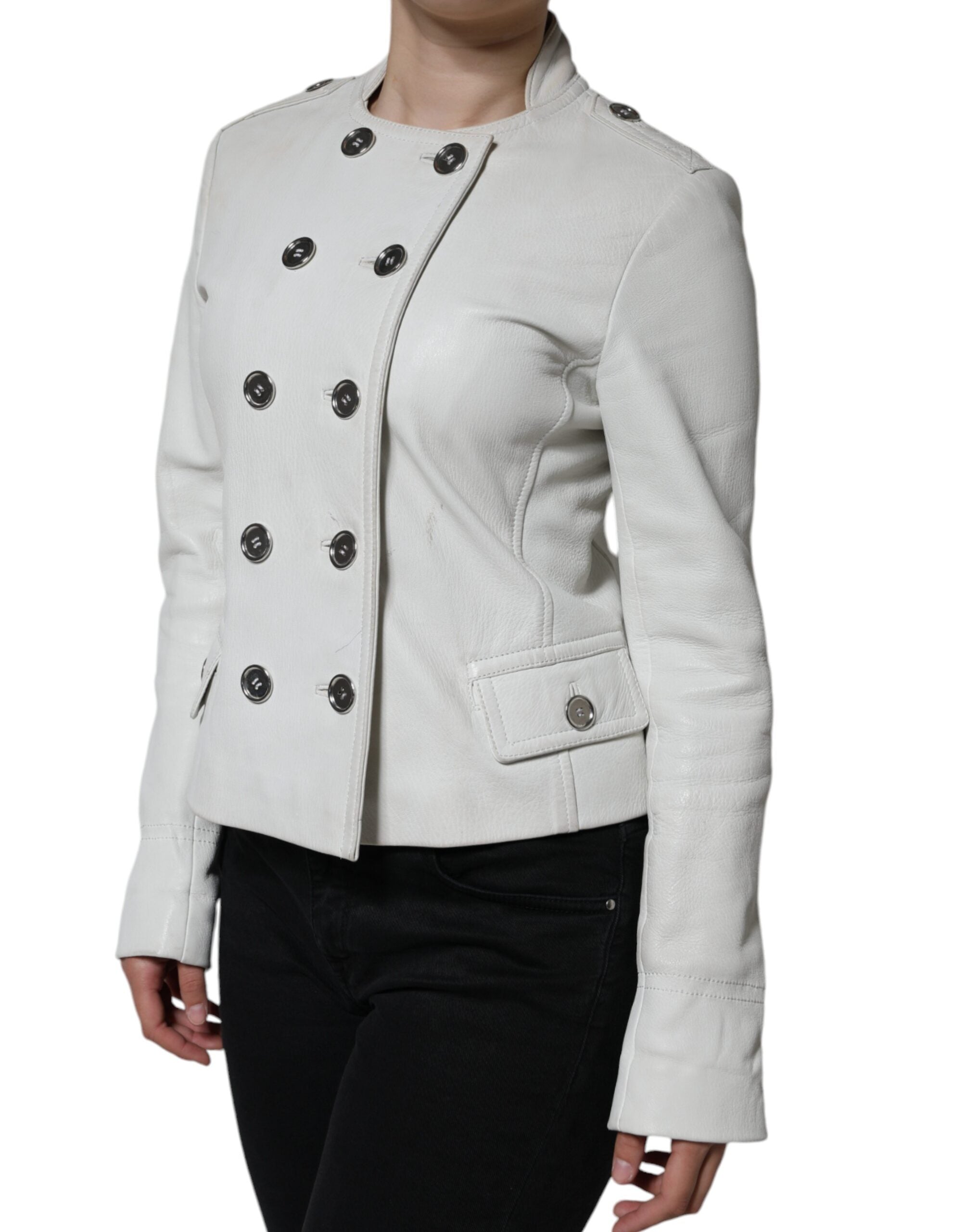 Dolce & Gabbana White Double Breasted Blazer Coat Jacket LUNESCAPE