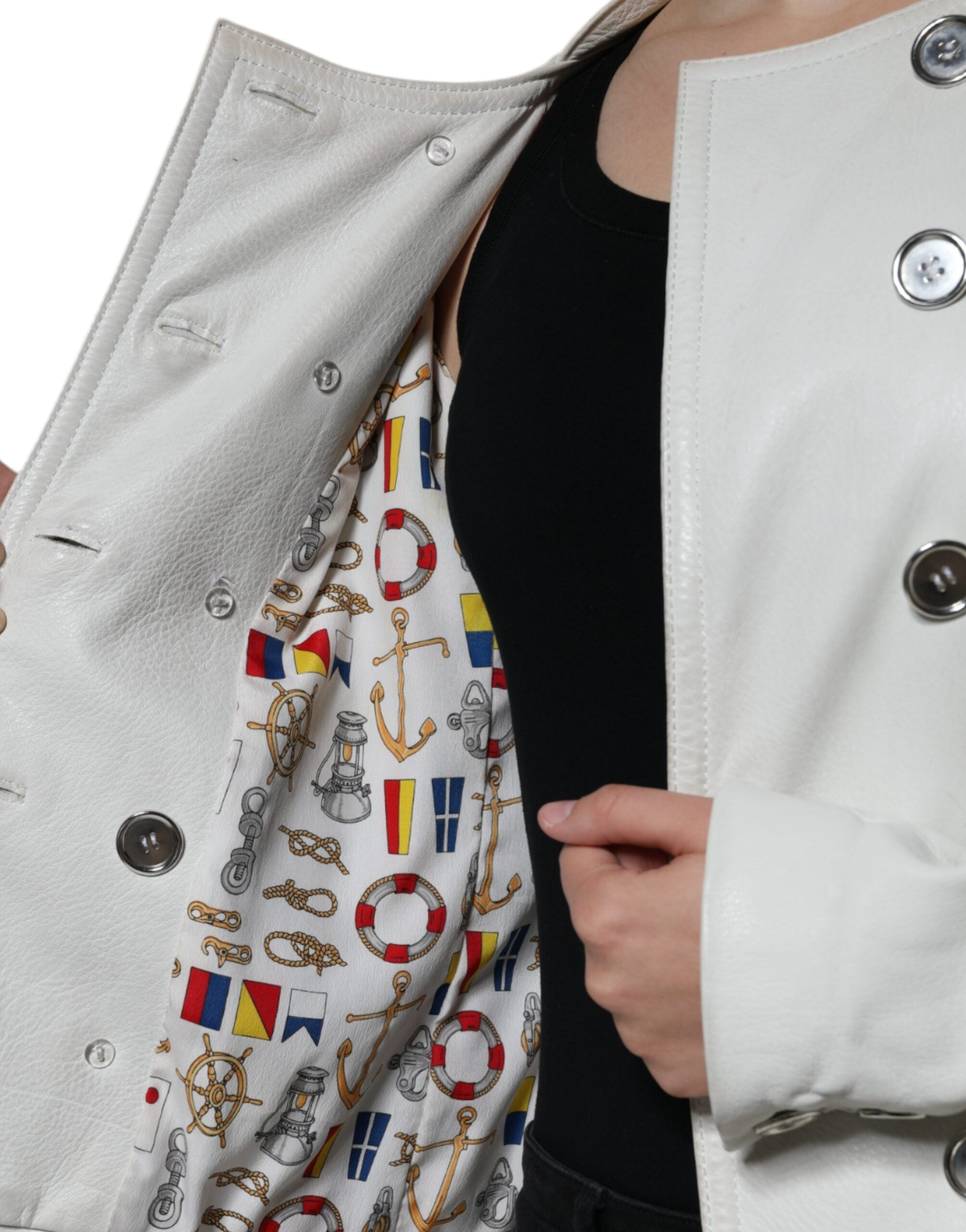 Dolce & Gabbana White Double Breasted Blazer Coat Jacket LUNESCAPE