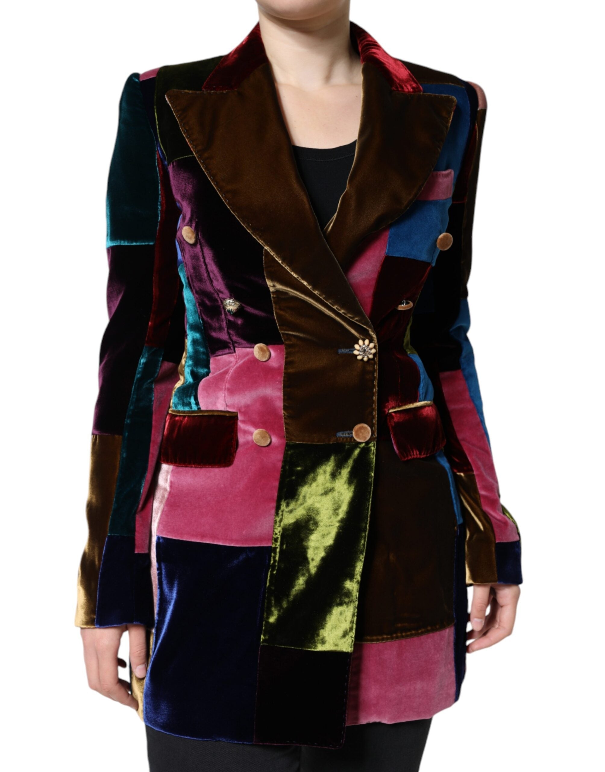 Dolce & Gabbana Multicolor Double Breasted Patchwork Blazer Jacket LUNESCAPE