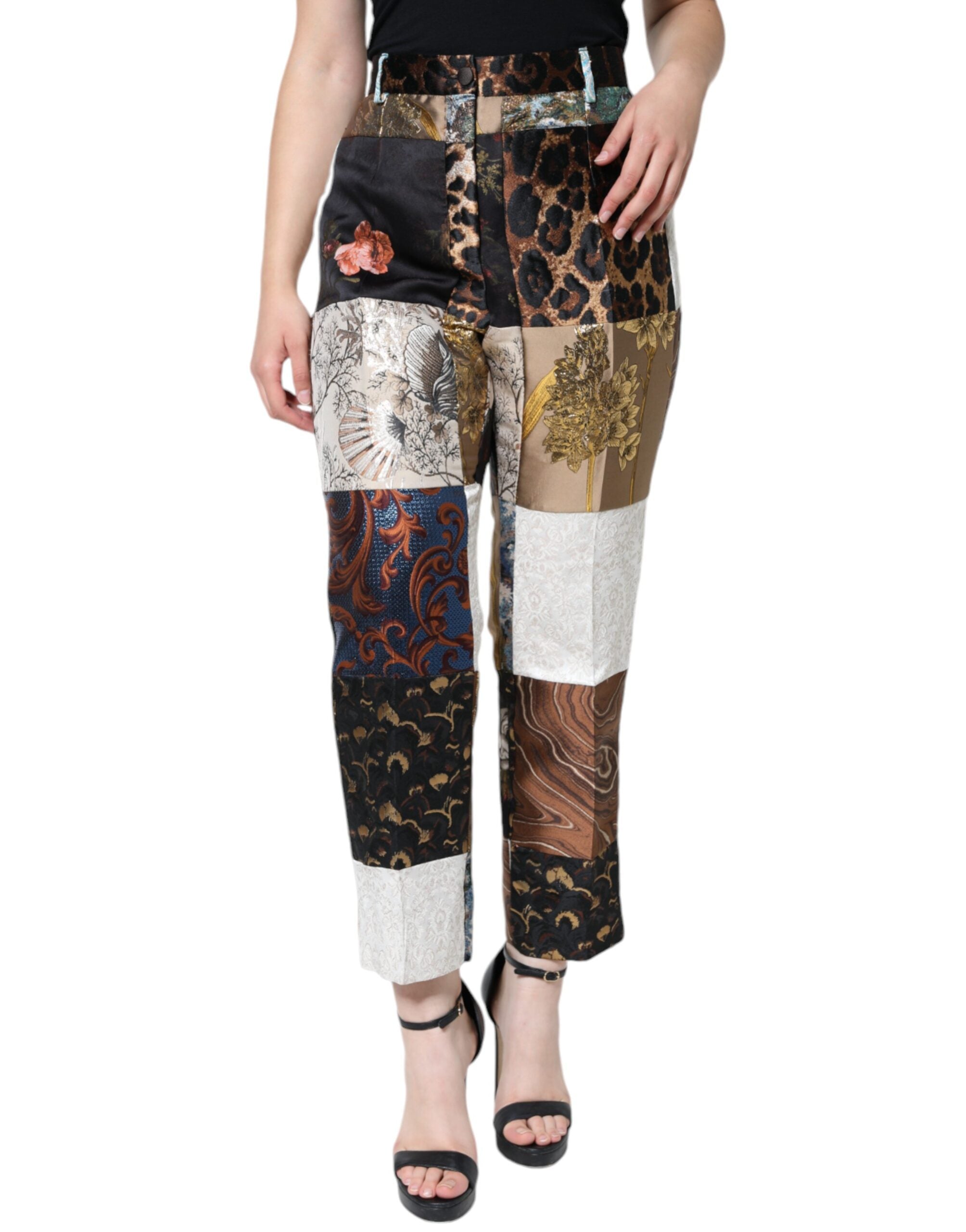 Dolce & Gabbana Multicolor Patchwork Jacquard High Waist Pants LUNESCAPE