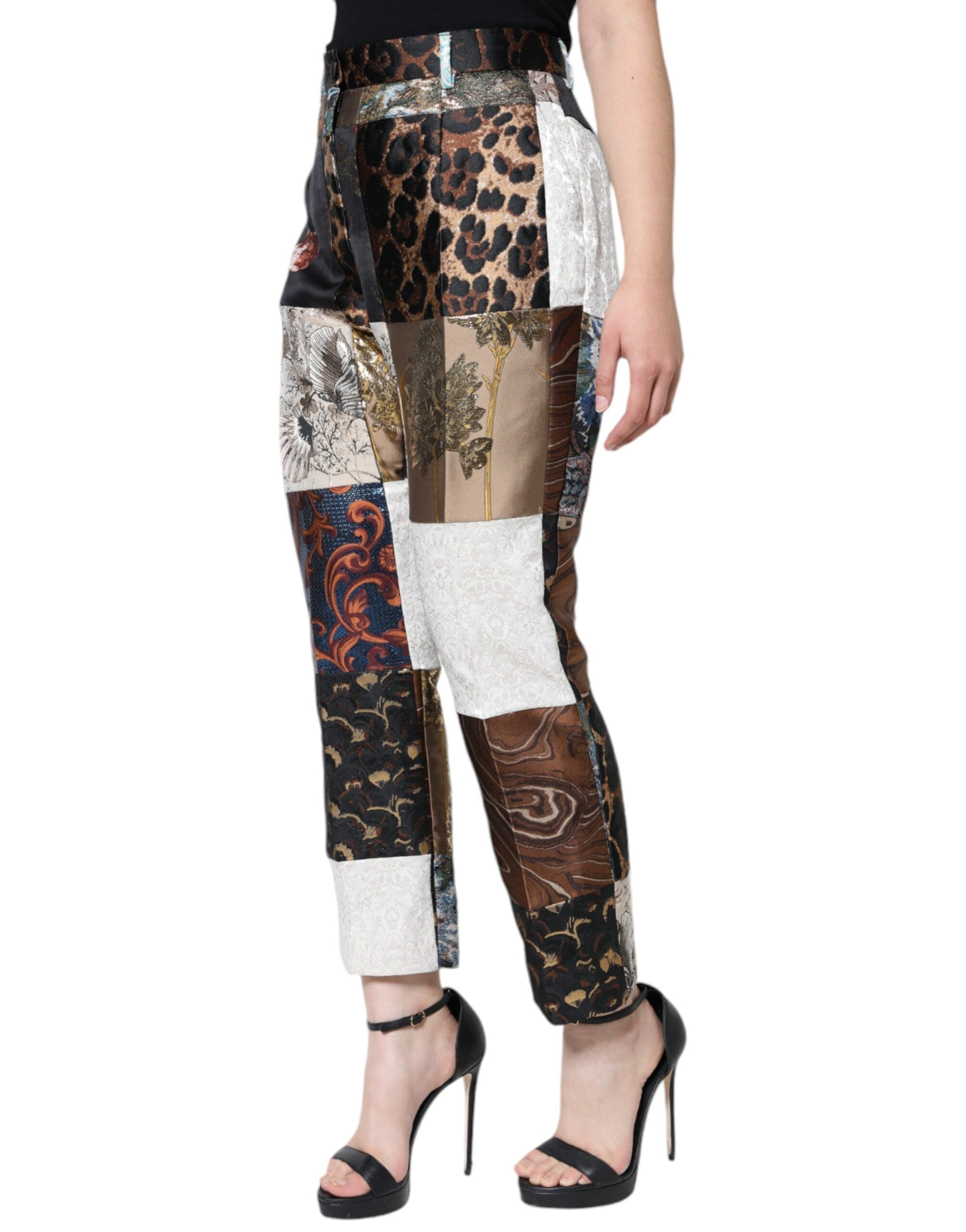 Dolce & Gabbana Multicolor Patchwork Jacquard High Waist Pants LUNESCAPE