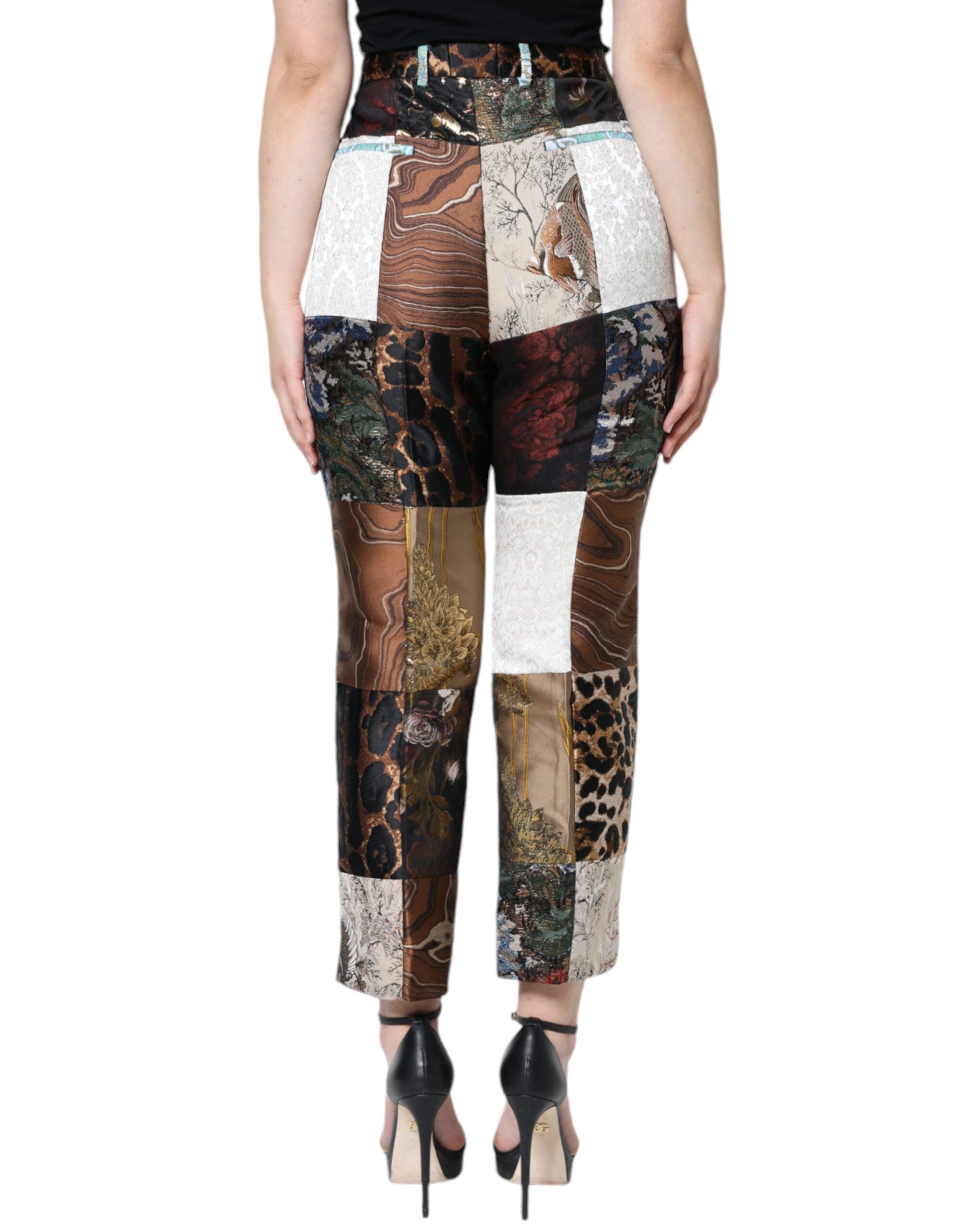 Dolce & Gabbana Multicolor Patchwork Jacquard High Waist Pants LUNESCAPE