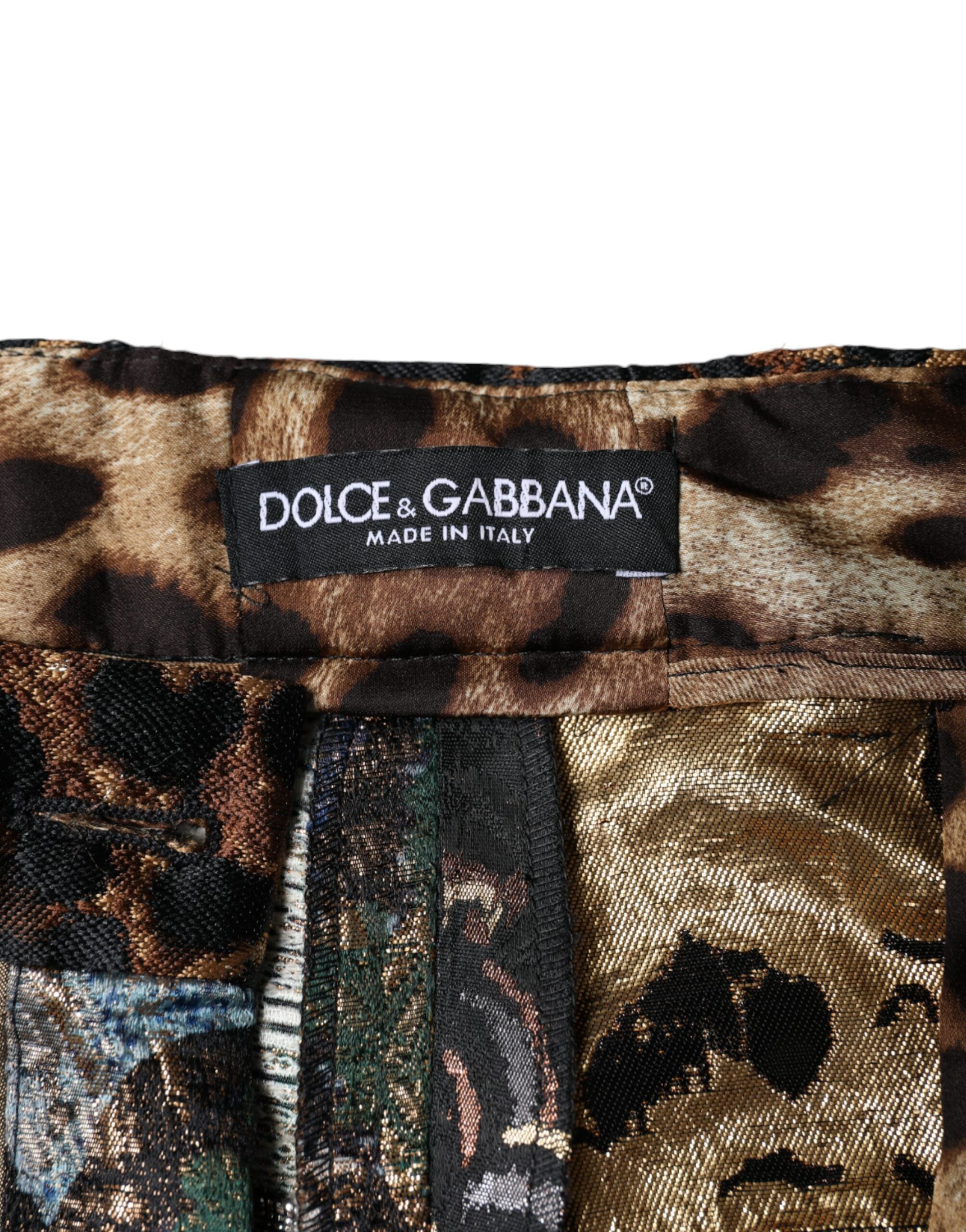 Dolce & Gabbana Multicolor Patchwork Jacquard High Waist Pants LUNESCAPE