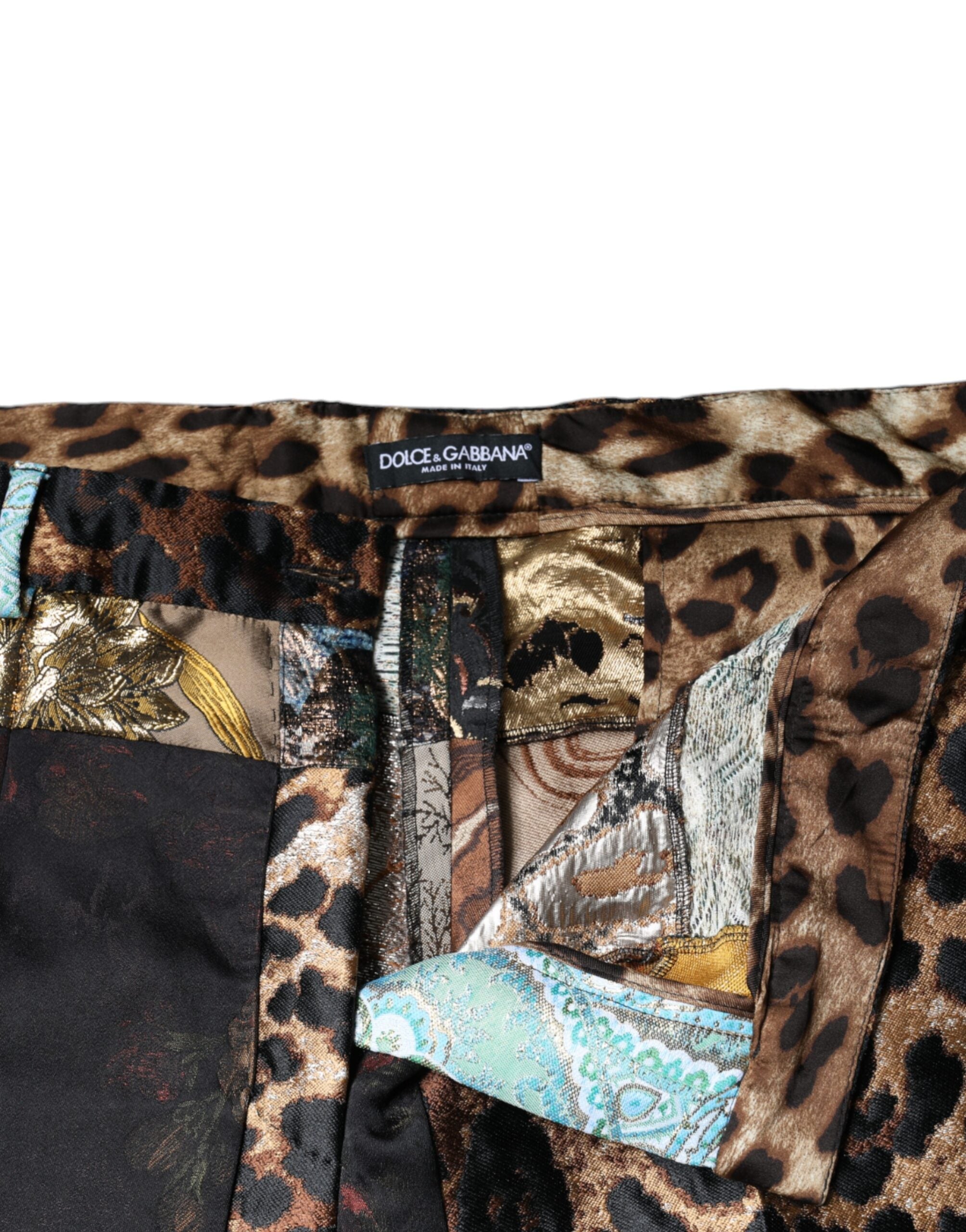 Dolce & Gabbana Multicolor Patchwork Jacquard High Waist Pants LUNESCAPE