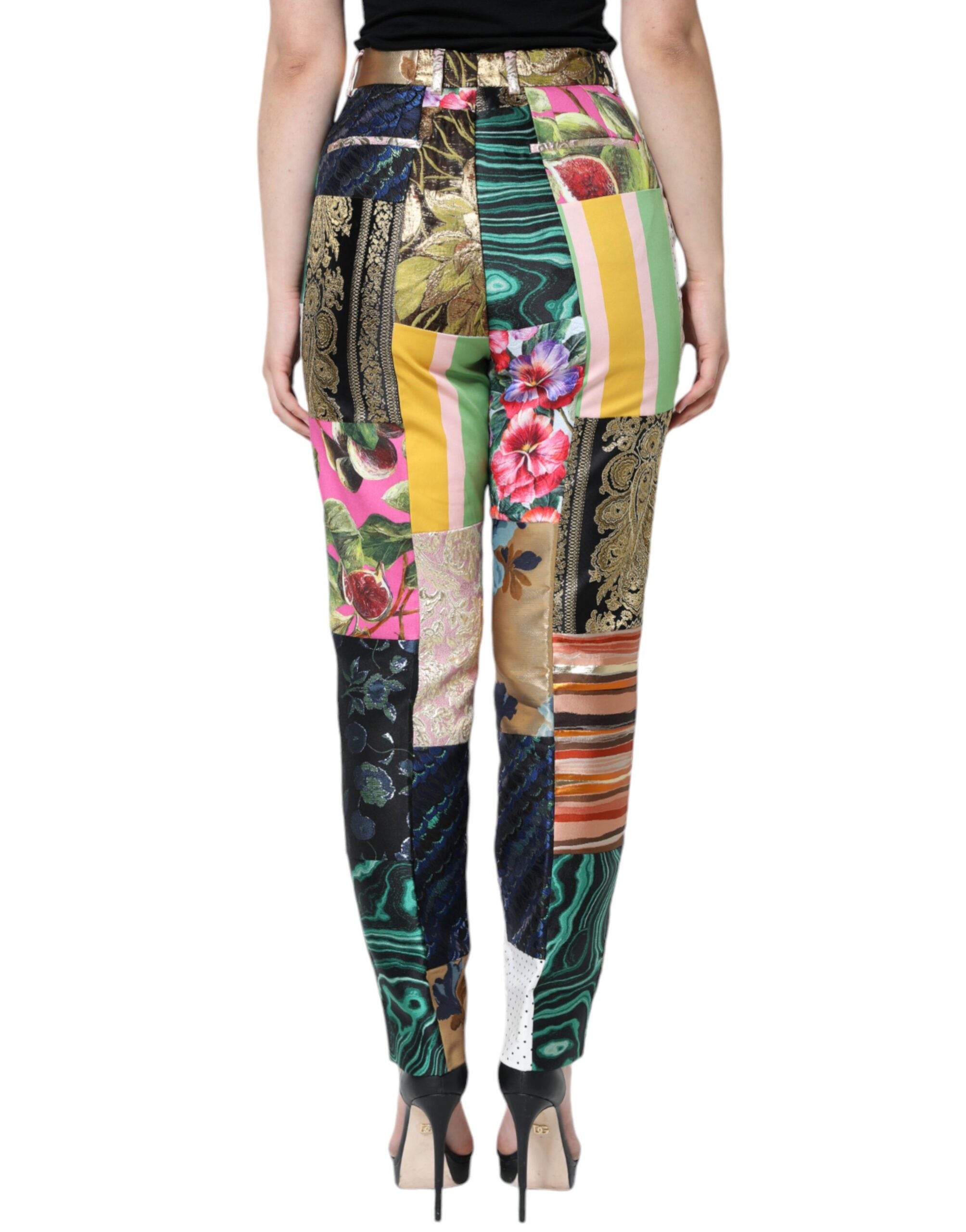 Dolce & Gabbana Multicolor Patchwork Jacquard High Waist Pants LUNESCAPE