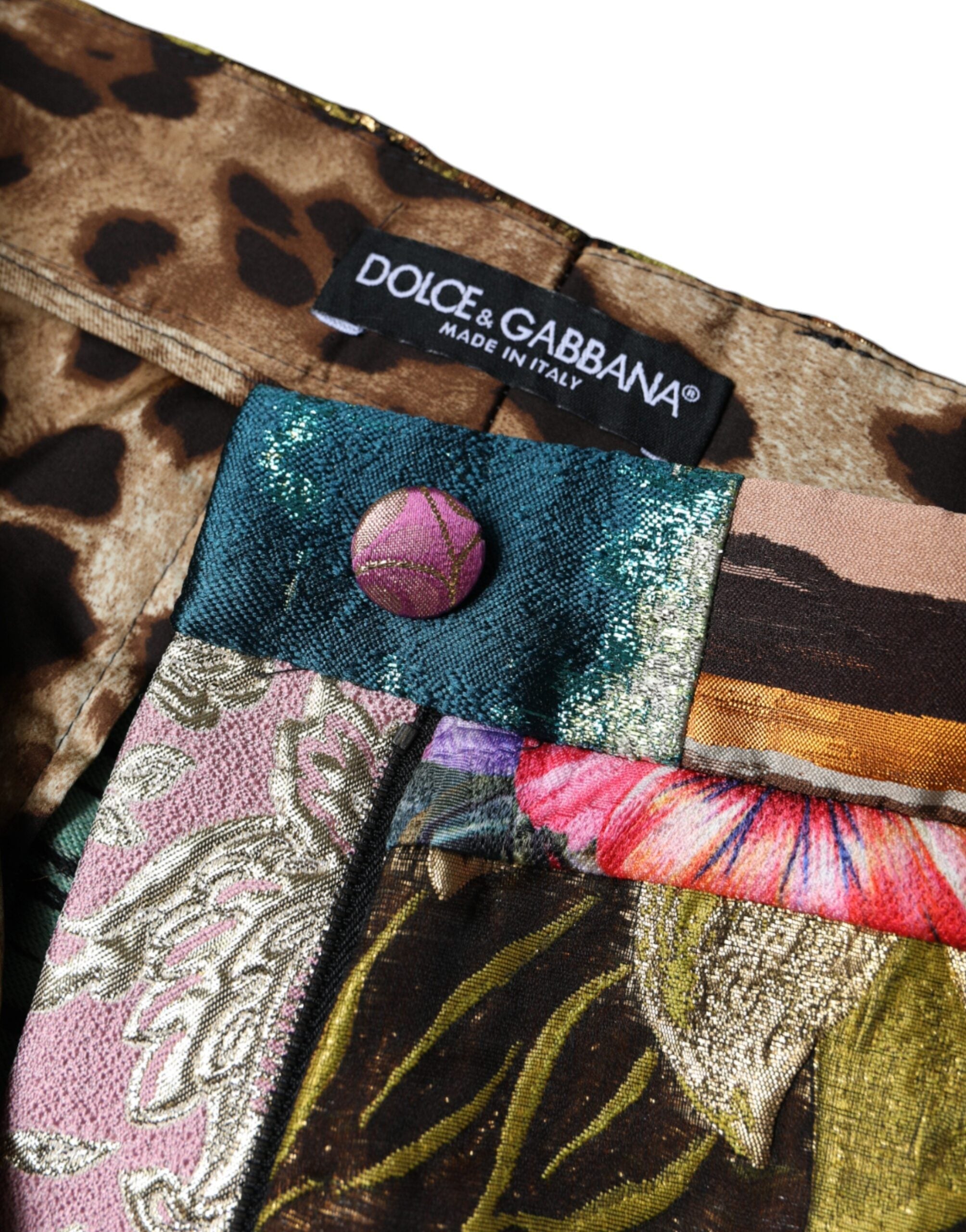 Dolce & Gabbana Multicolor Patchwork Jacquard High Waist Pants LUNESCAPE