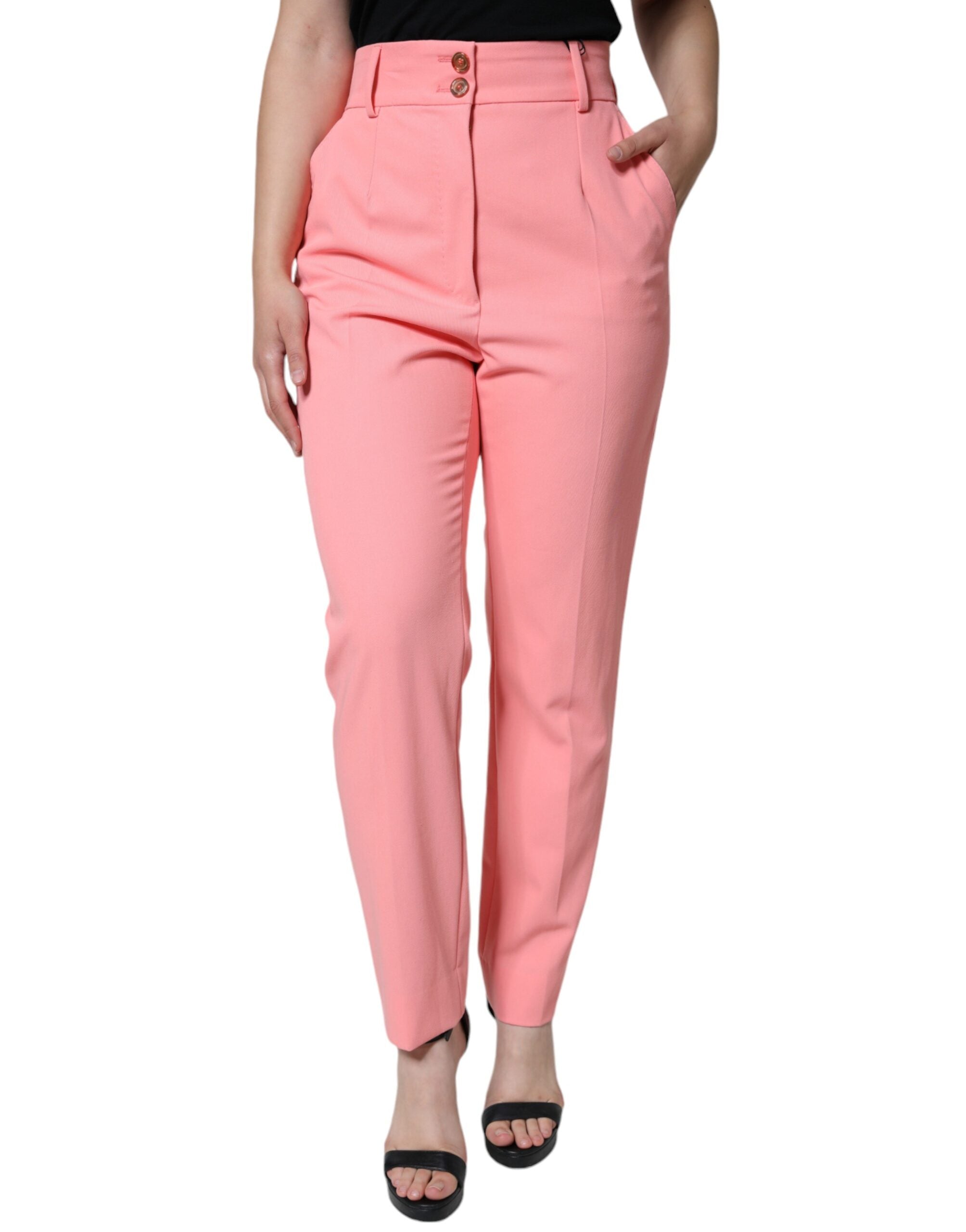 Dolce & Gabbana Rose Pink High Waist Tapered Pants LUNESCAPE