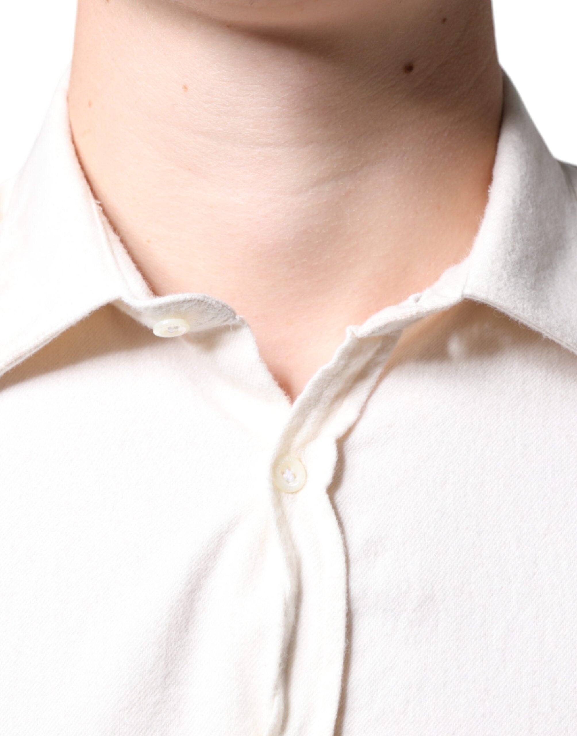 AGLINI Off White Cotton Collared Men Formal Dress Shirt LUNESCAPE