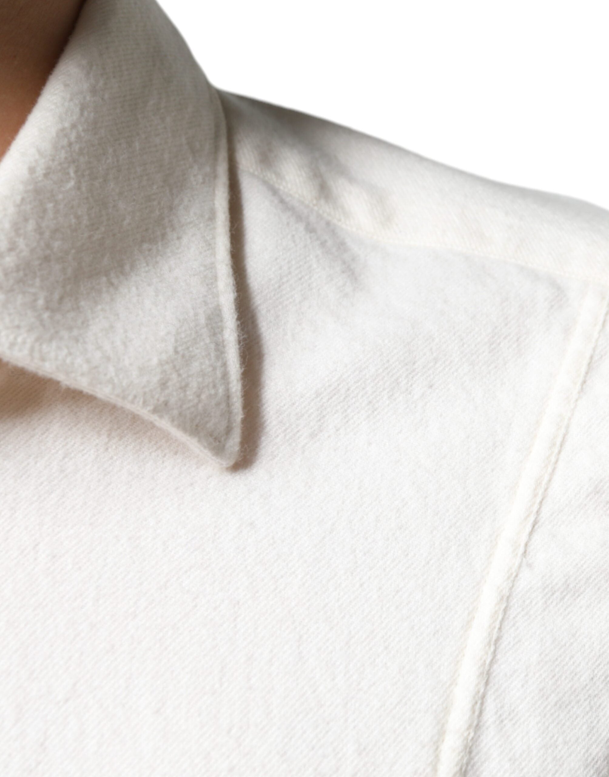 AGLINI Off White Cotton Collared Men Formal Dress Shirt LUNESCAPE