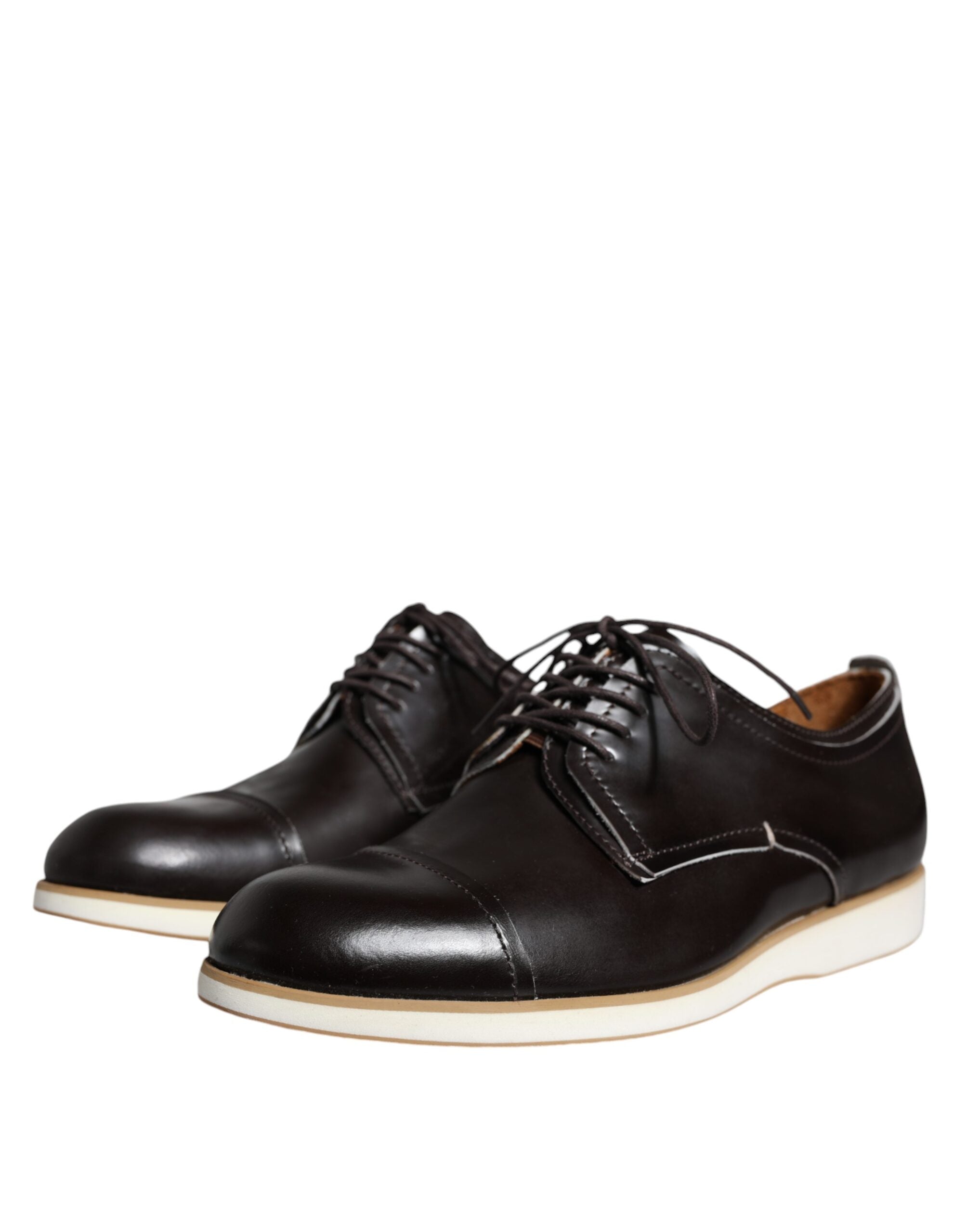 Pollini Black White Leather Lace Up Men Dress Formal Shoes LUNESCAPE