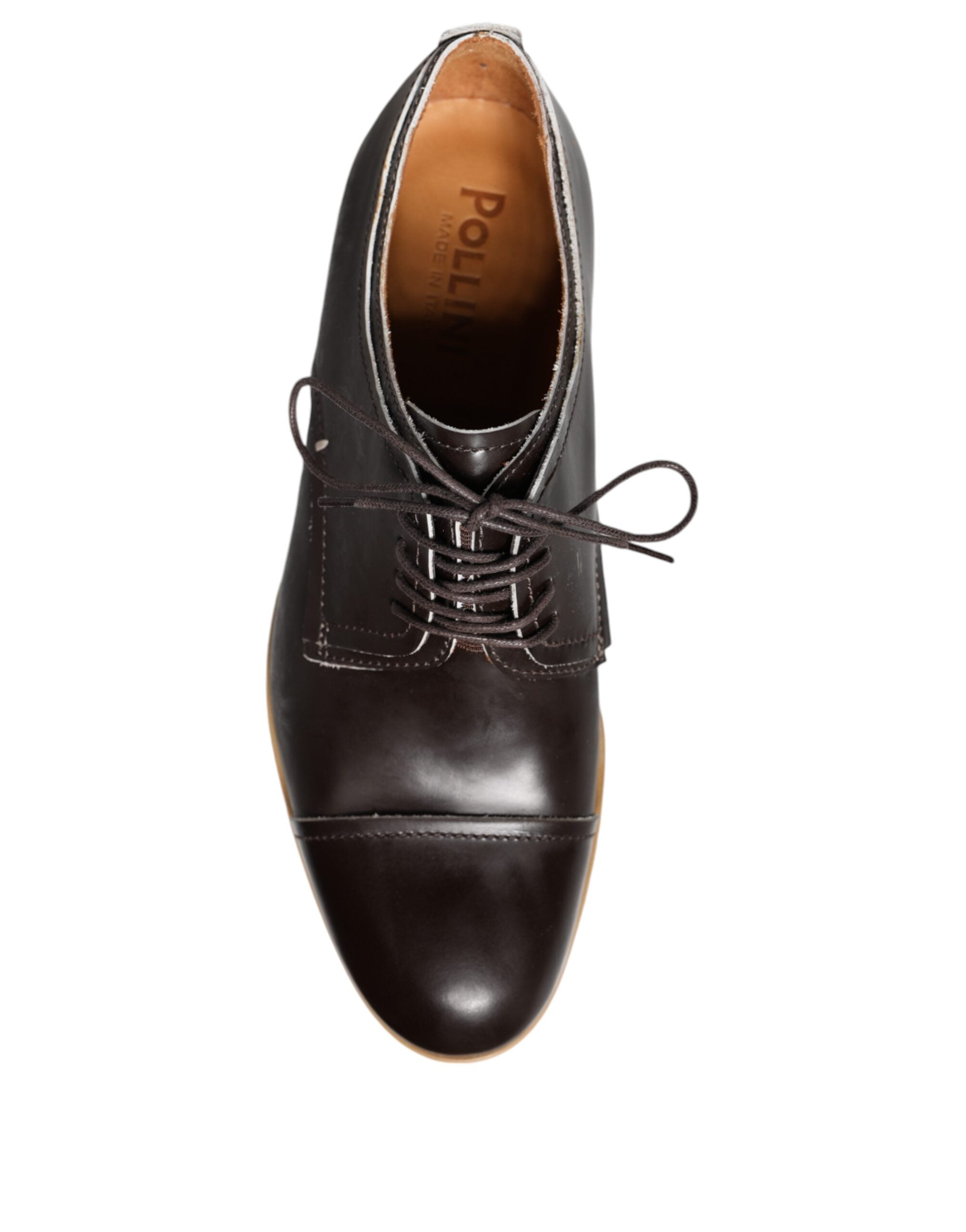 Pollini Black White Leather Lace Up Men Dress Formal Shoes LUNESCAPE