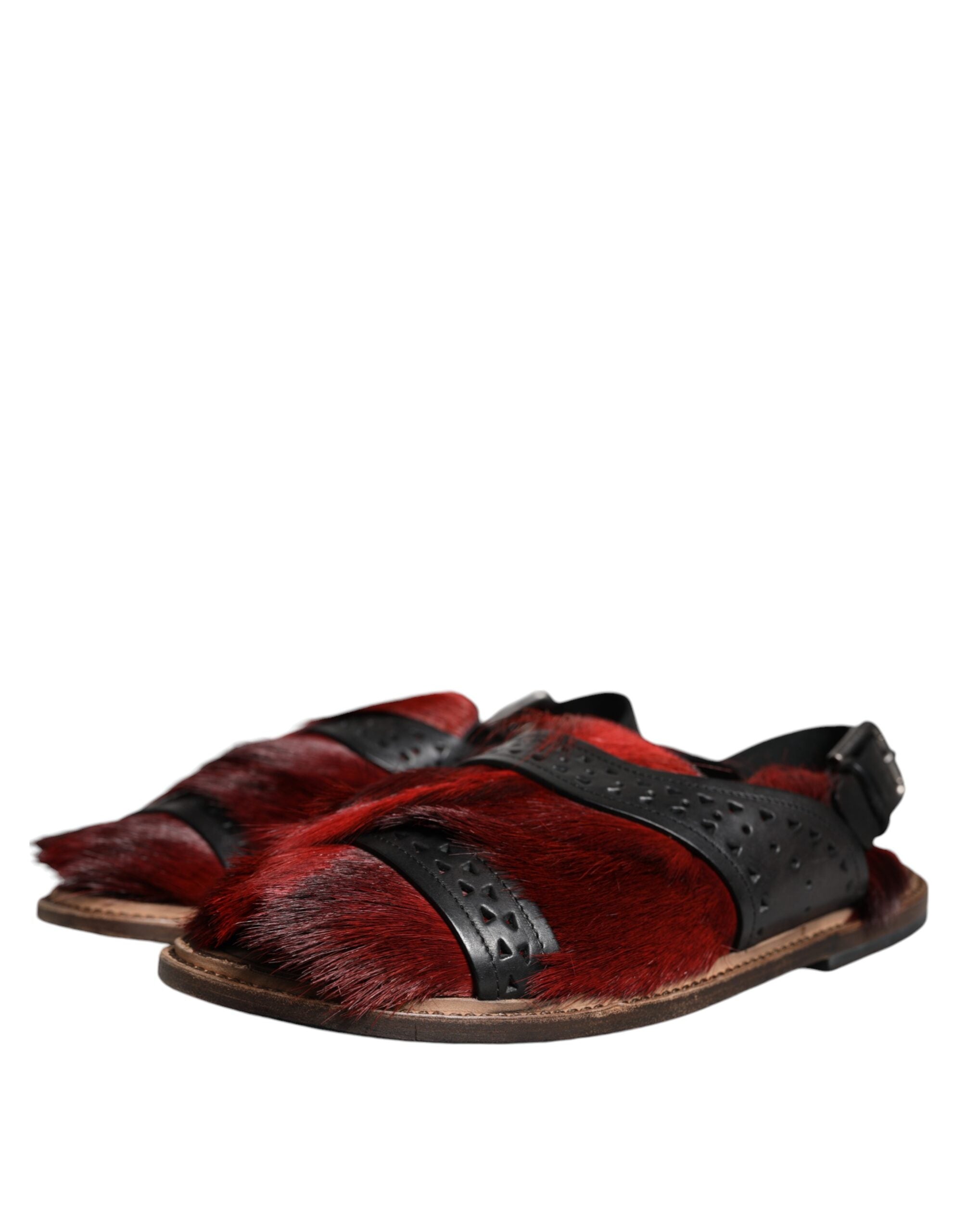 Dolce & Gabbana Black Red Backstrap Sandal