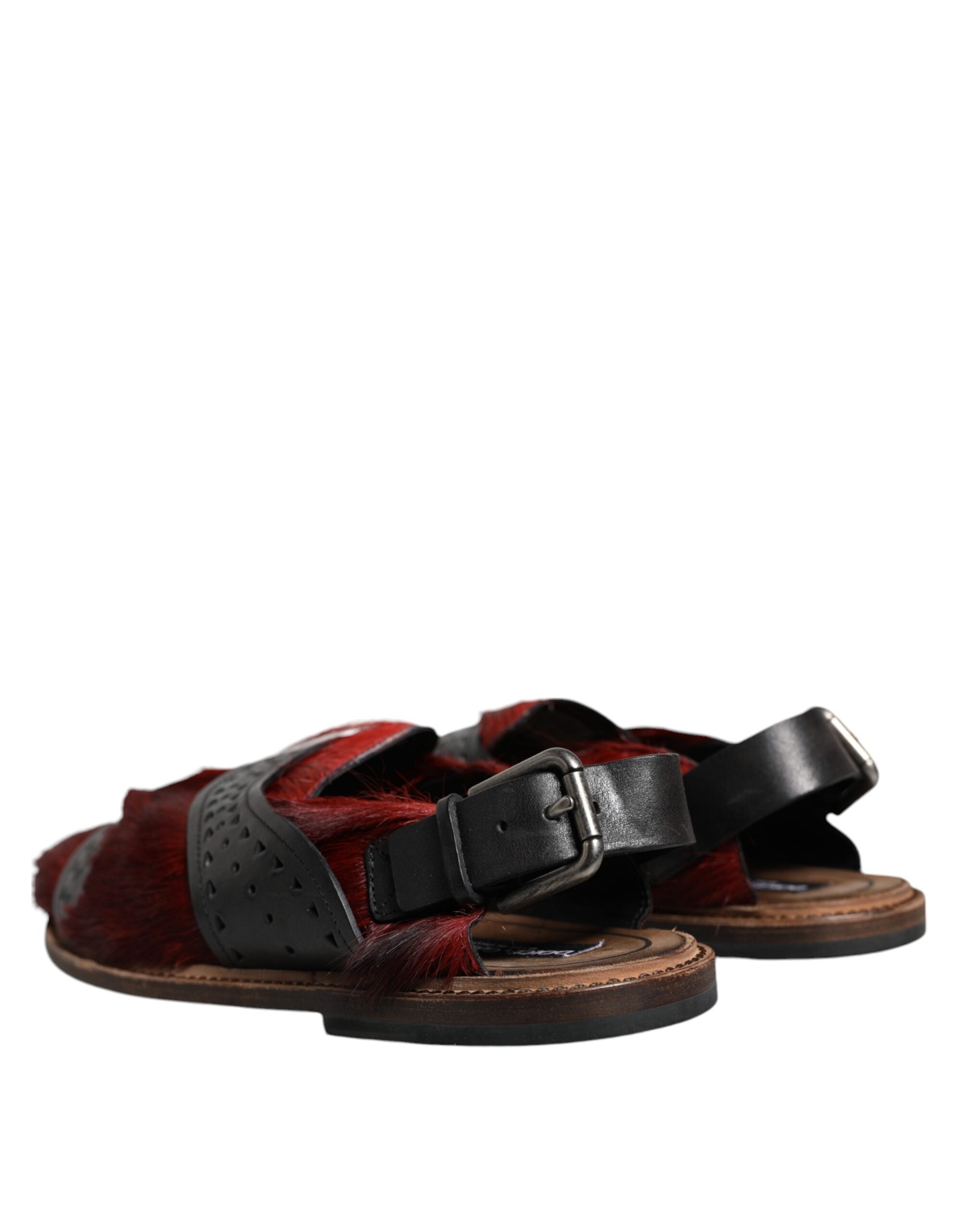 Dolce & Gabbana Black Red Backstrap Sandal