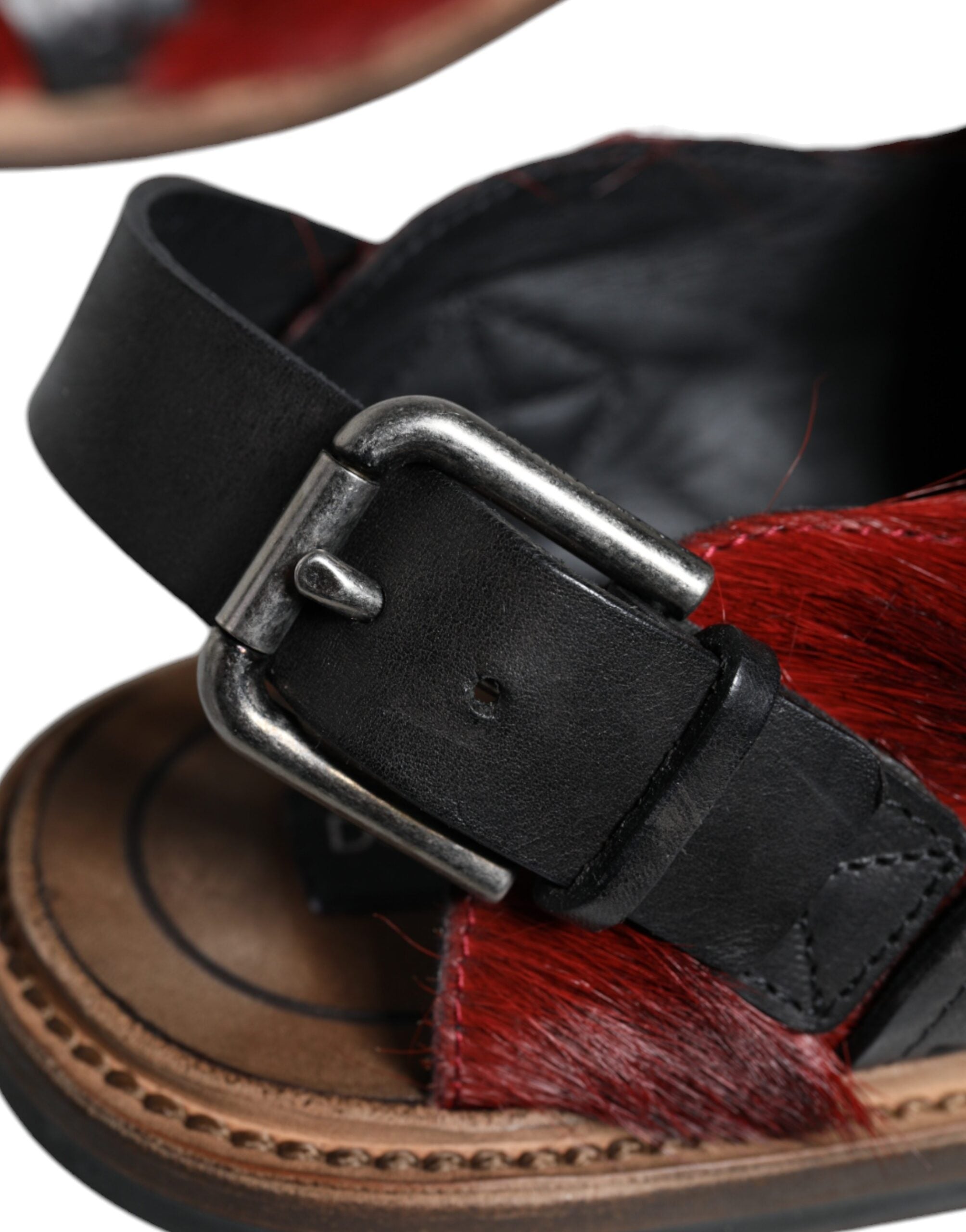 Dolce & Gabbana Black Red Backstrap Sandal