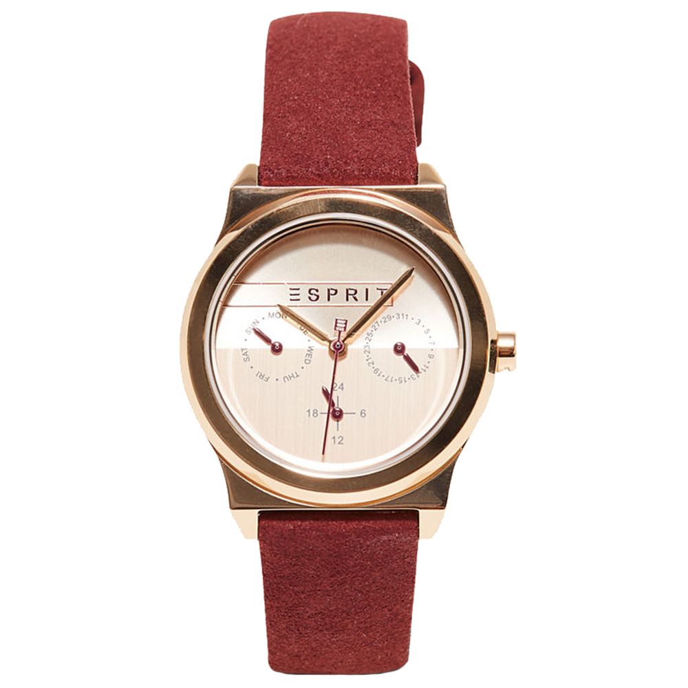 Esprit Red Leather Watch LUNESCAPE