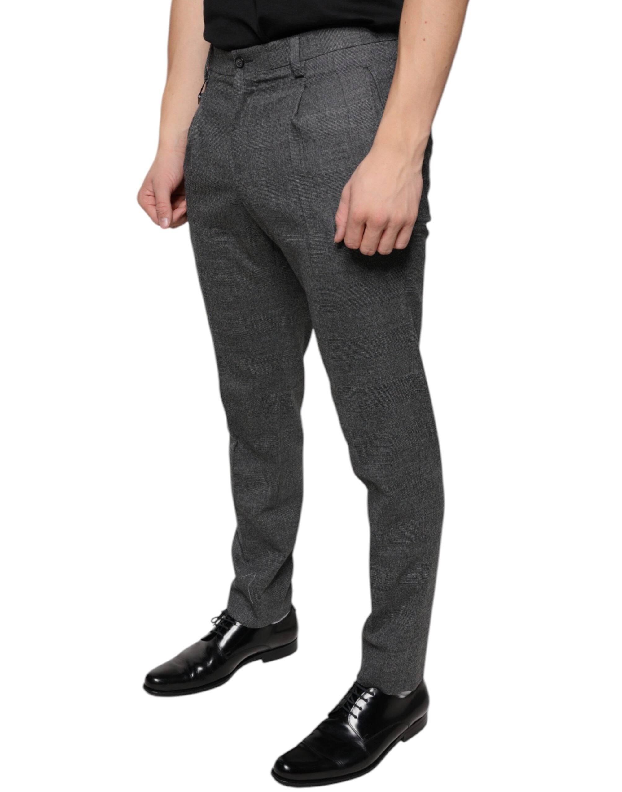 Dolce & Gabbana Gray Check Tartan Wool Skinny Pants LUNESCAPE