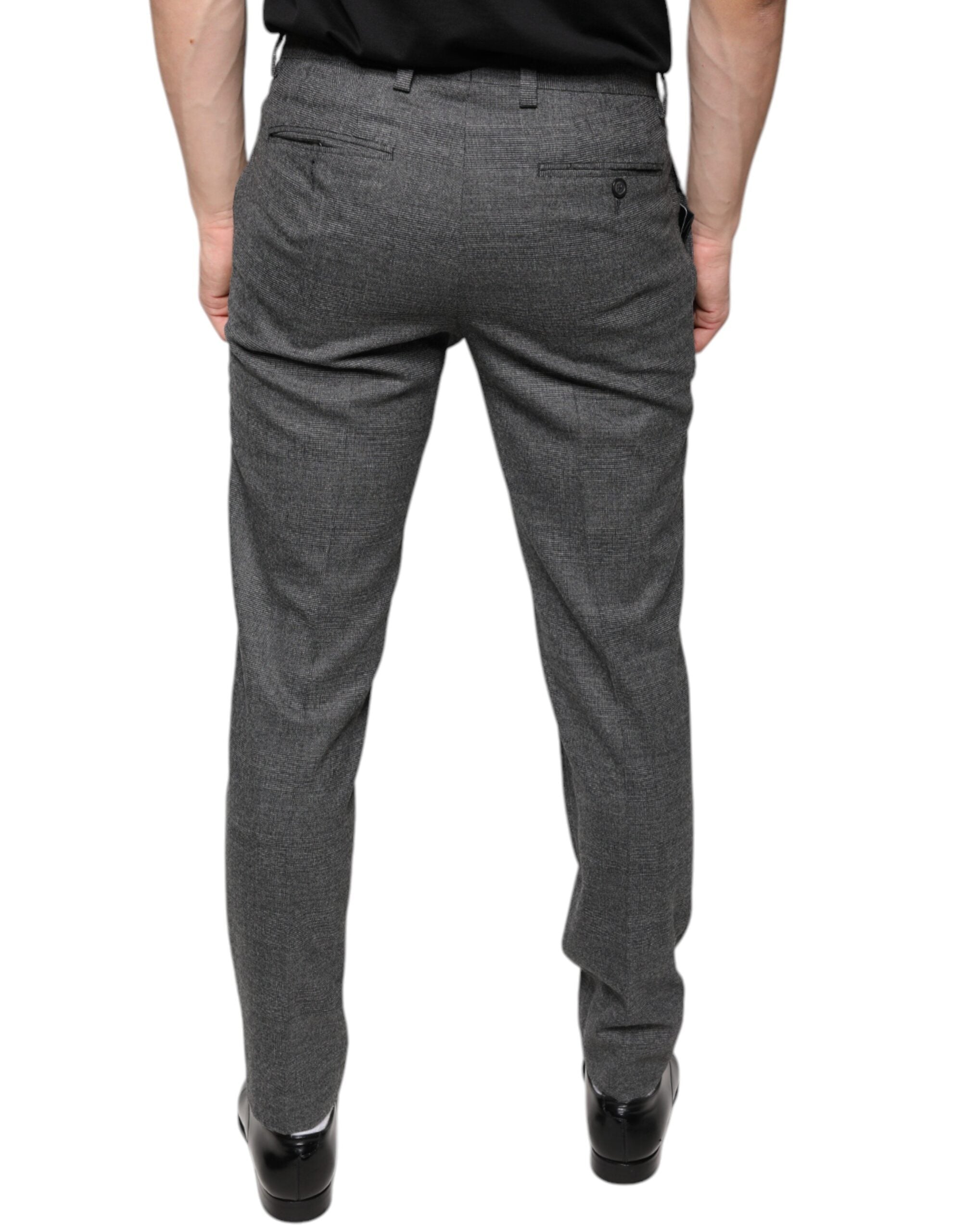 Dolce & Gabbana Gray Check Tartan Wool Skinny Pants LUNESCAPE