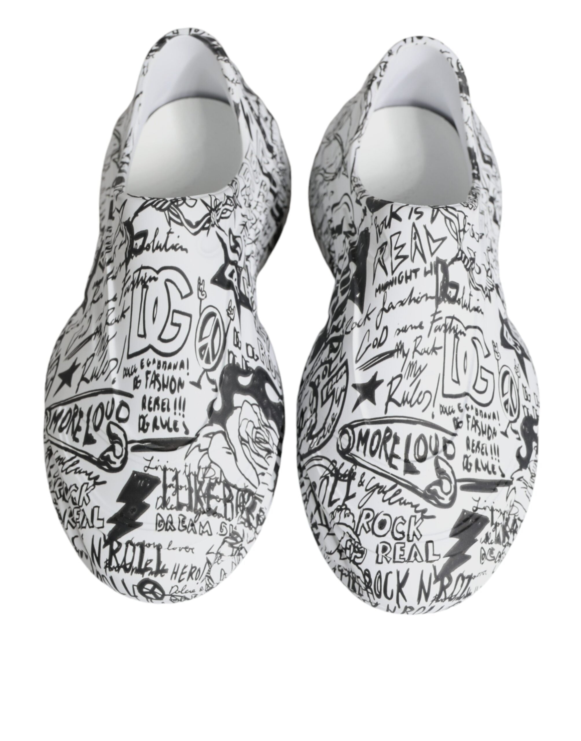 Dolce & Gabbana White Black Graffiti Daymaster Sneakers Shoes LUNESCAPE