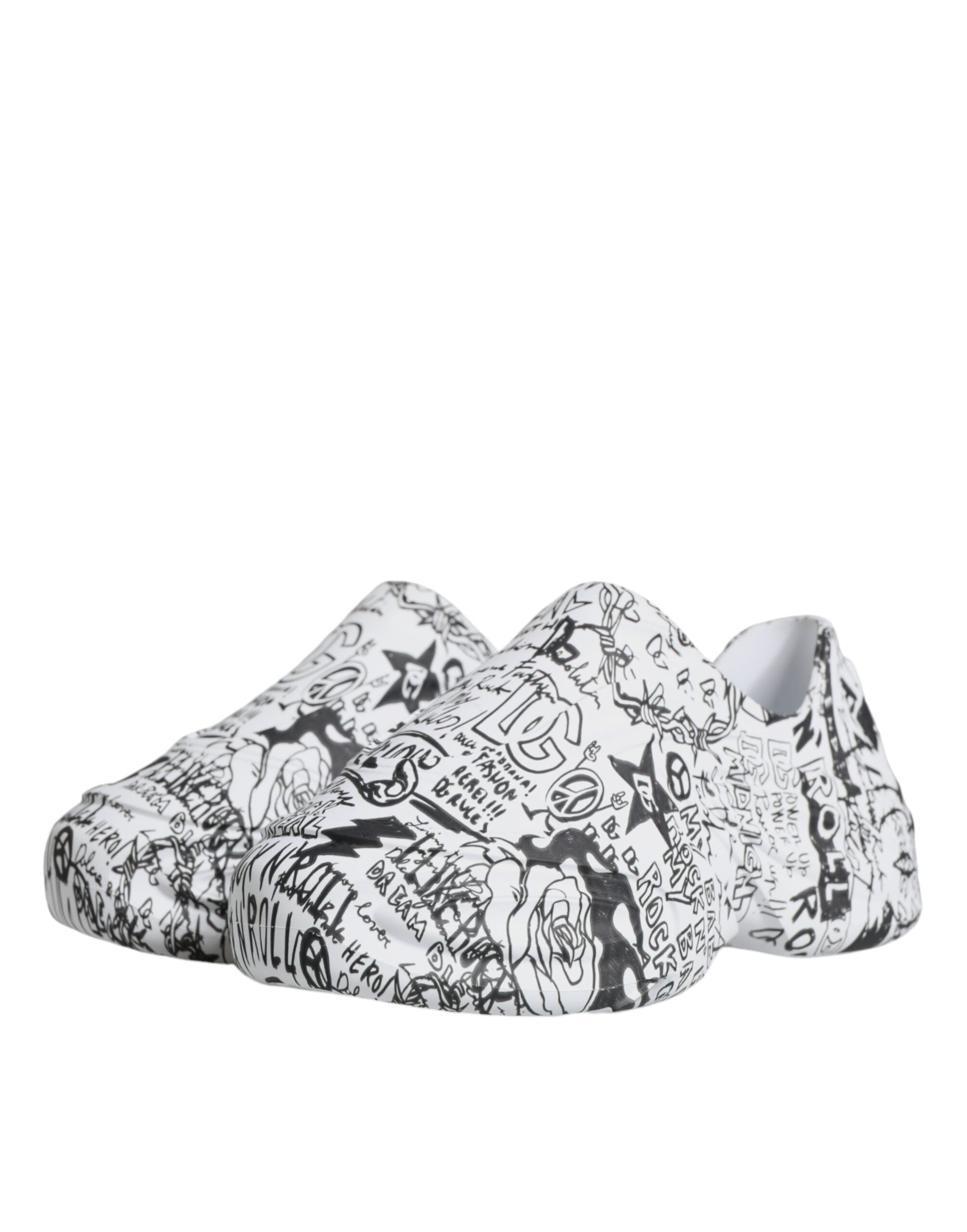 Dolce & Gabbana White Black Graffiti Daymaster Sneakers Shoes LUNESCAPE