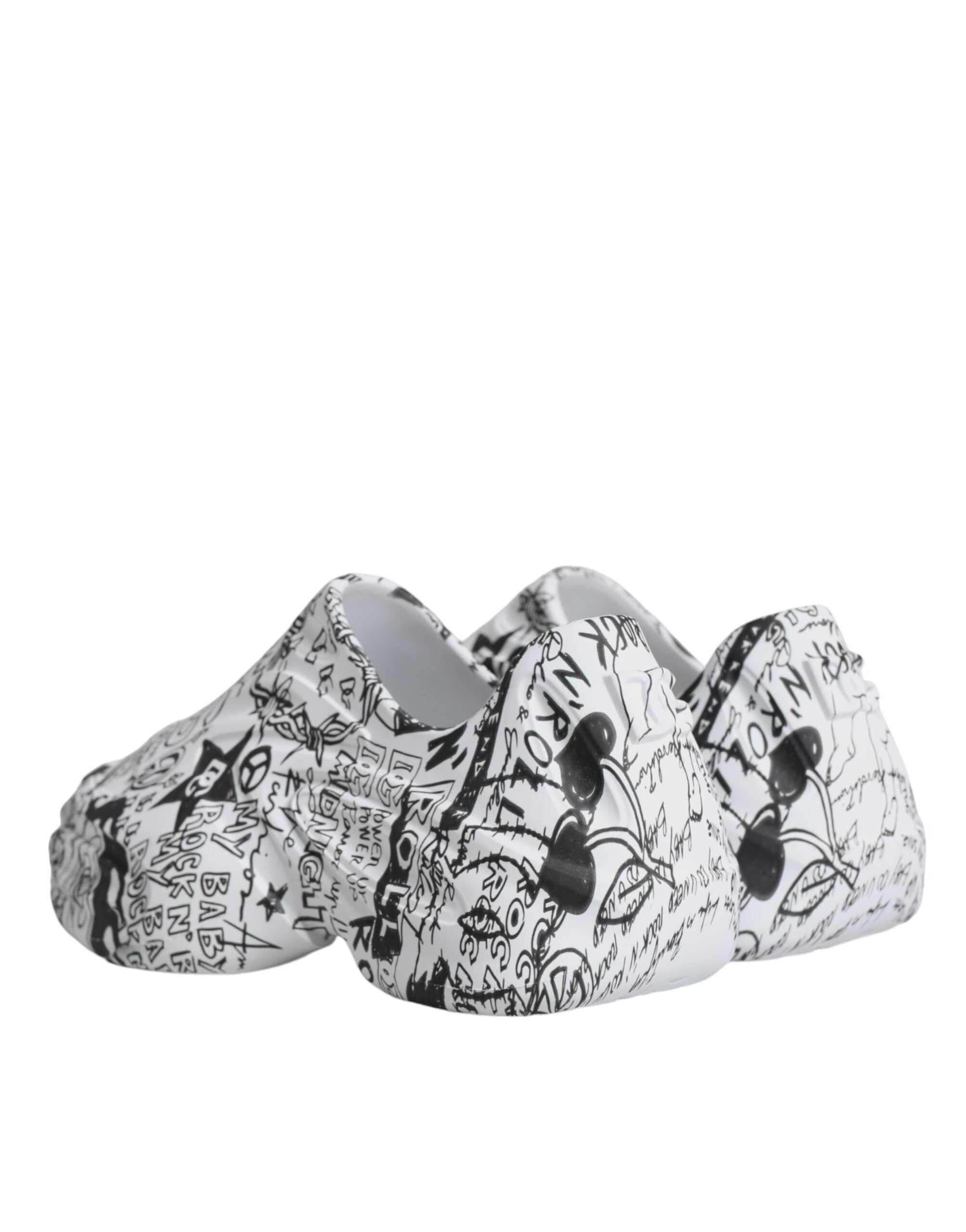 Dolce & Gabbana White Black Graffiti Daymaster Sneakers Shoes LUNESCAPE