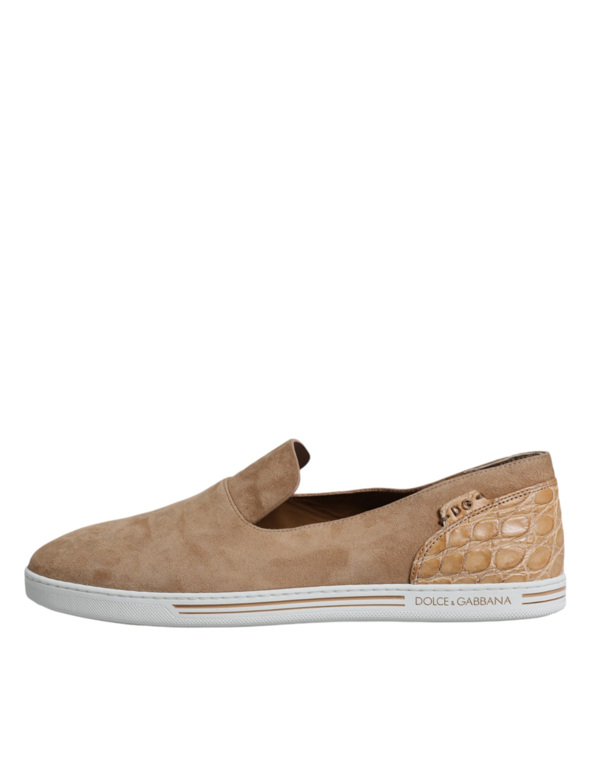 Dolce & Gabbana Beige Suede Caiman Loafers LUNESCAPE