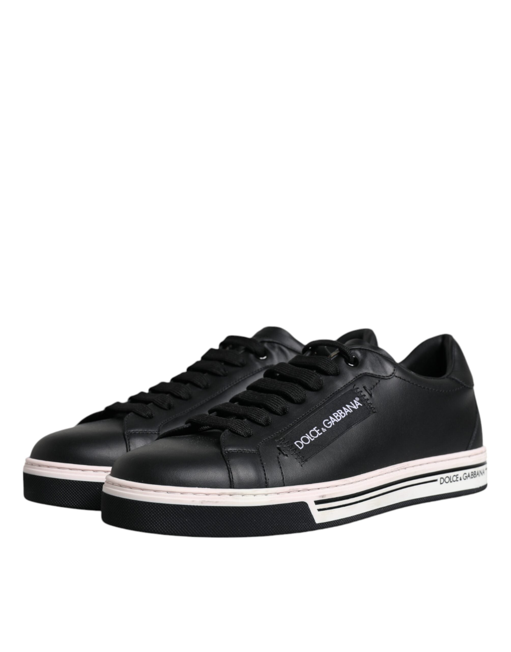 Dolce & Gabbana Black Leather Low Top Men Sneakers Shoes LUNESCAPE