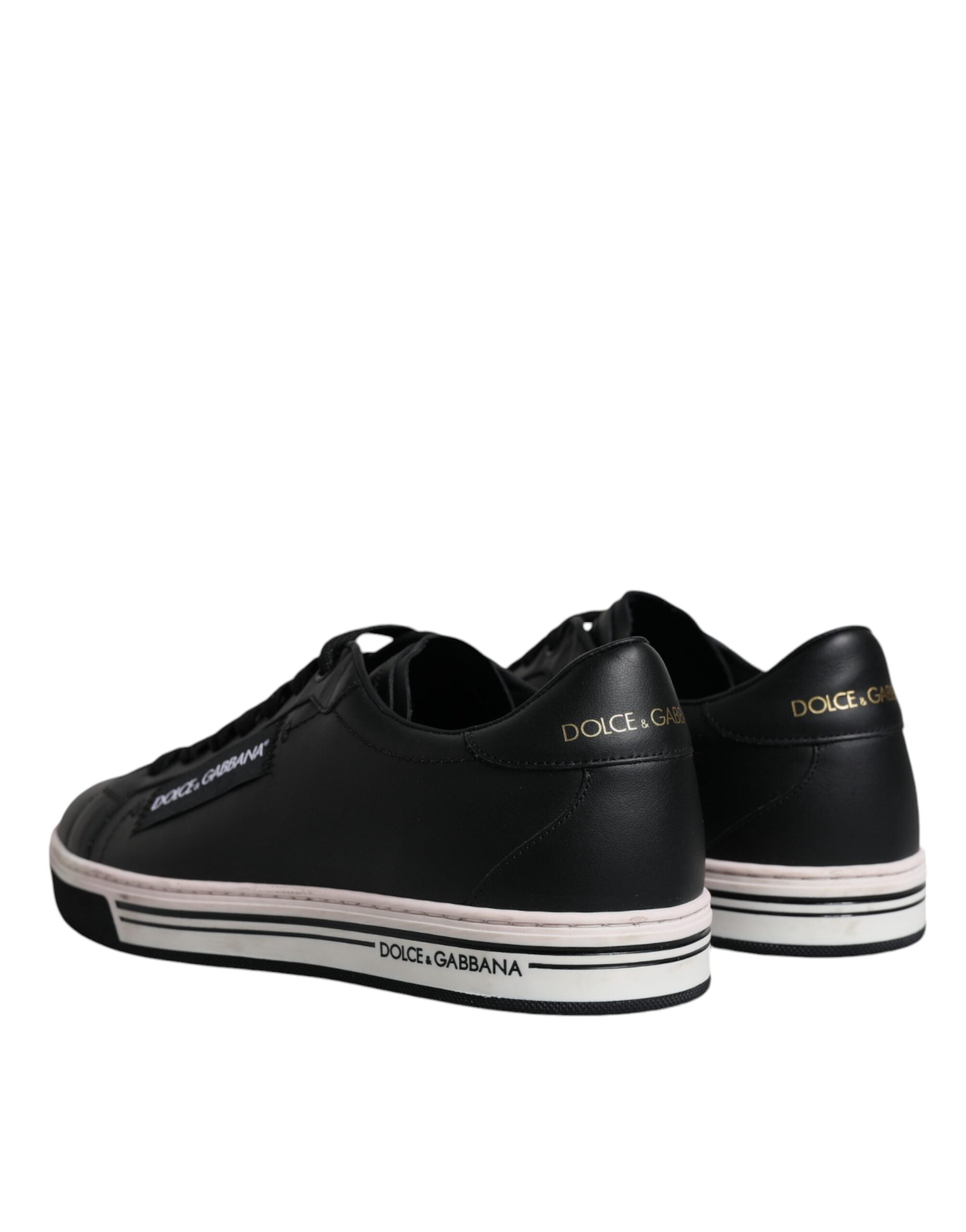 Dolce & Gabbana Black Leather Low Top Men Sneakers Shoes LUNESCAPE