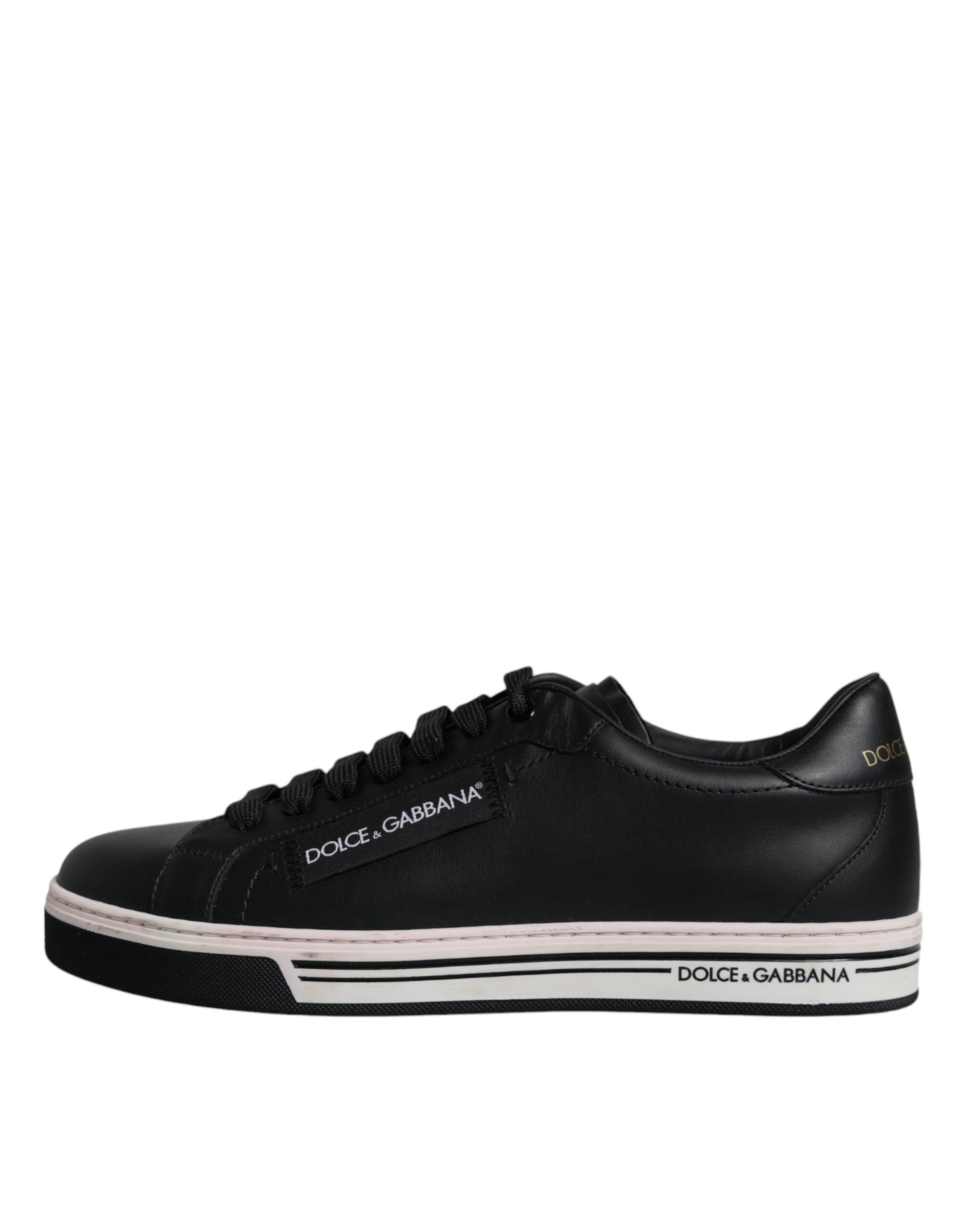 Dolce & Gabbana Black Leather Low Top Men Sneakers Shoes LUNESCAPE