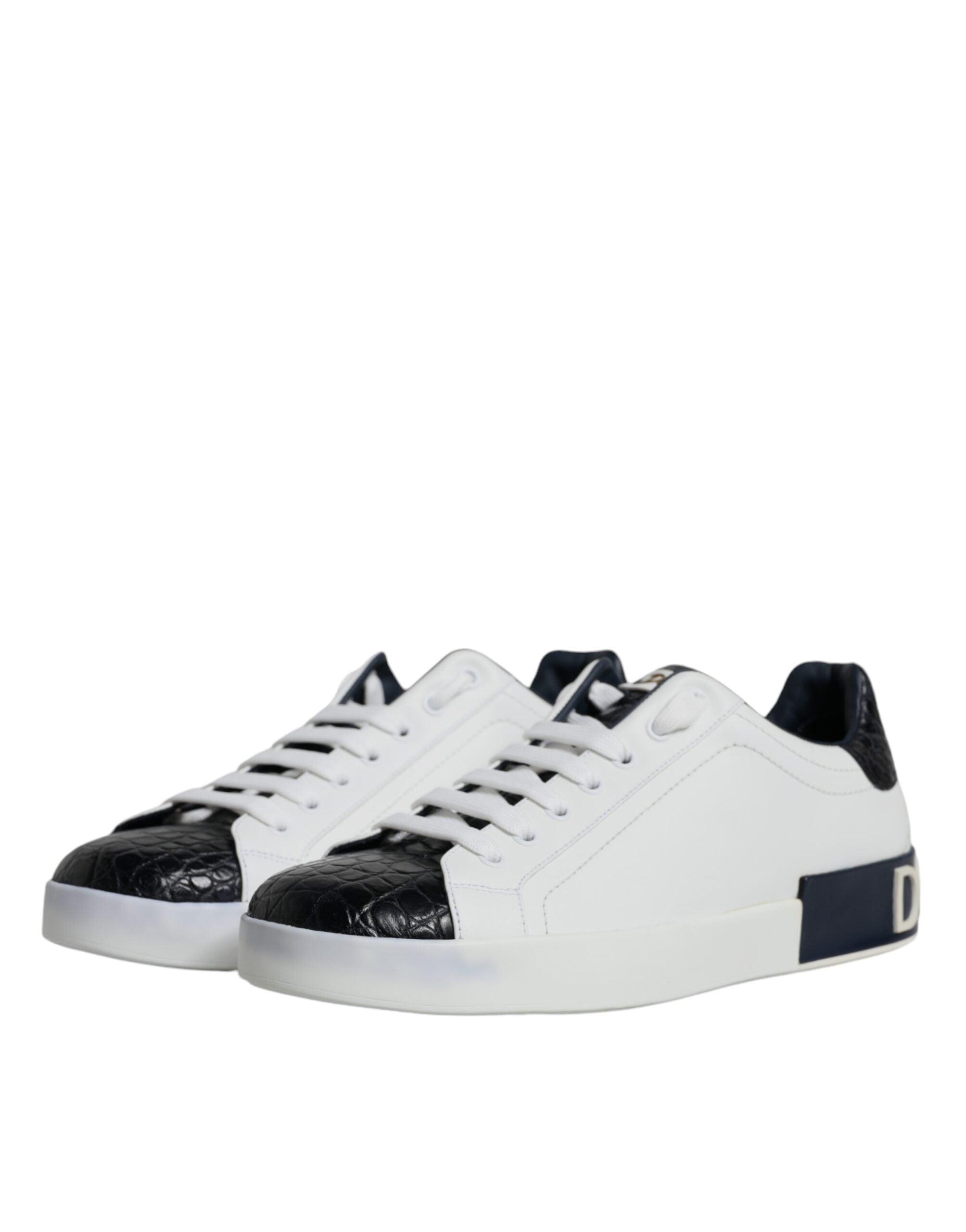 Dolce & Gabbana White Leather Logo Portofino Sneaker Shoes LUNESCAPE