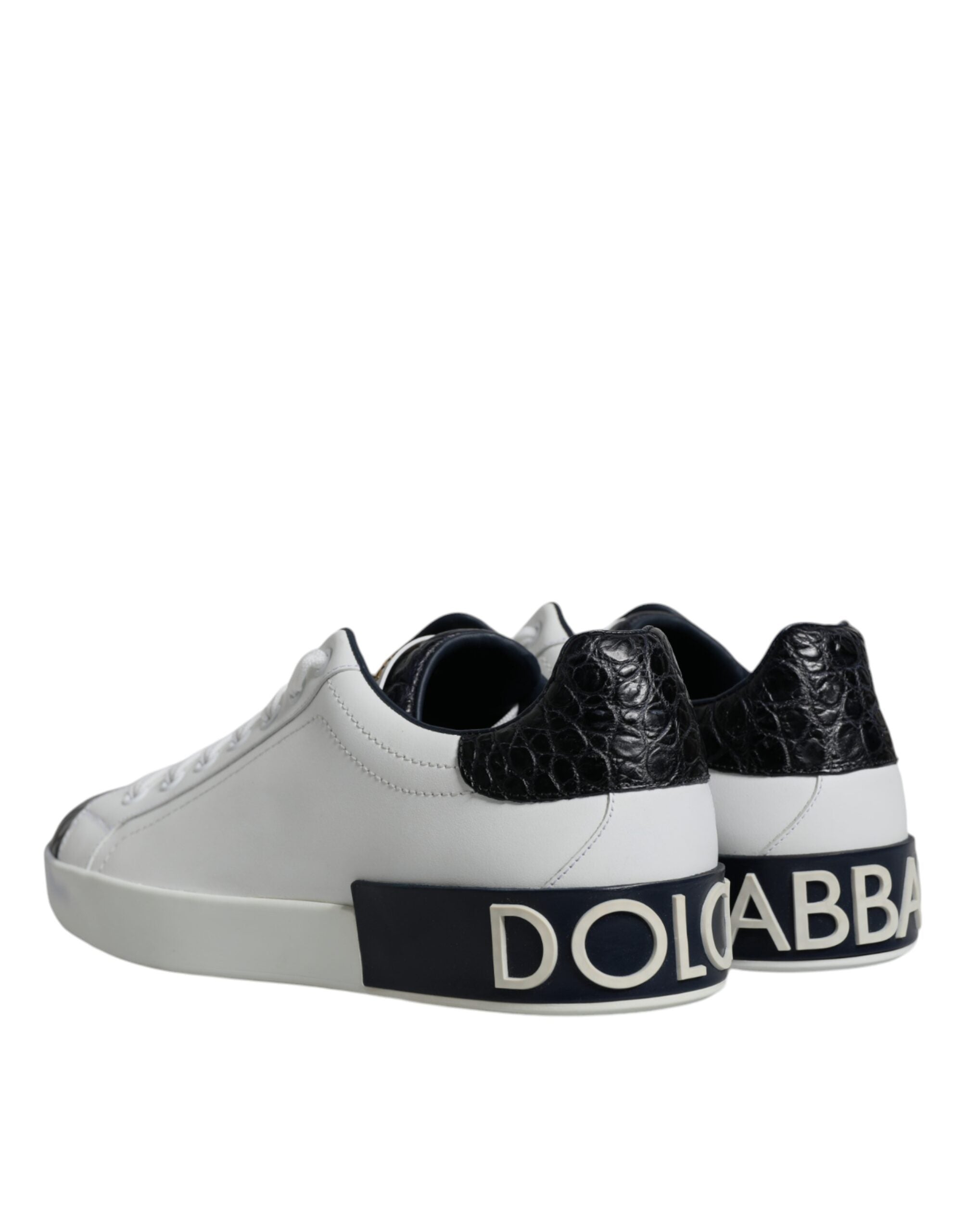 Dolce & Gabbana White Leather Logo Portofino Sneaker Shoes LUNESCAPE