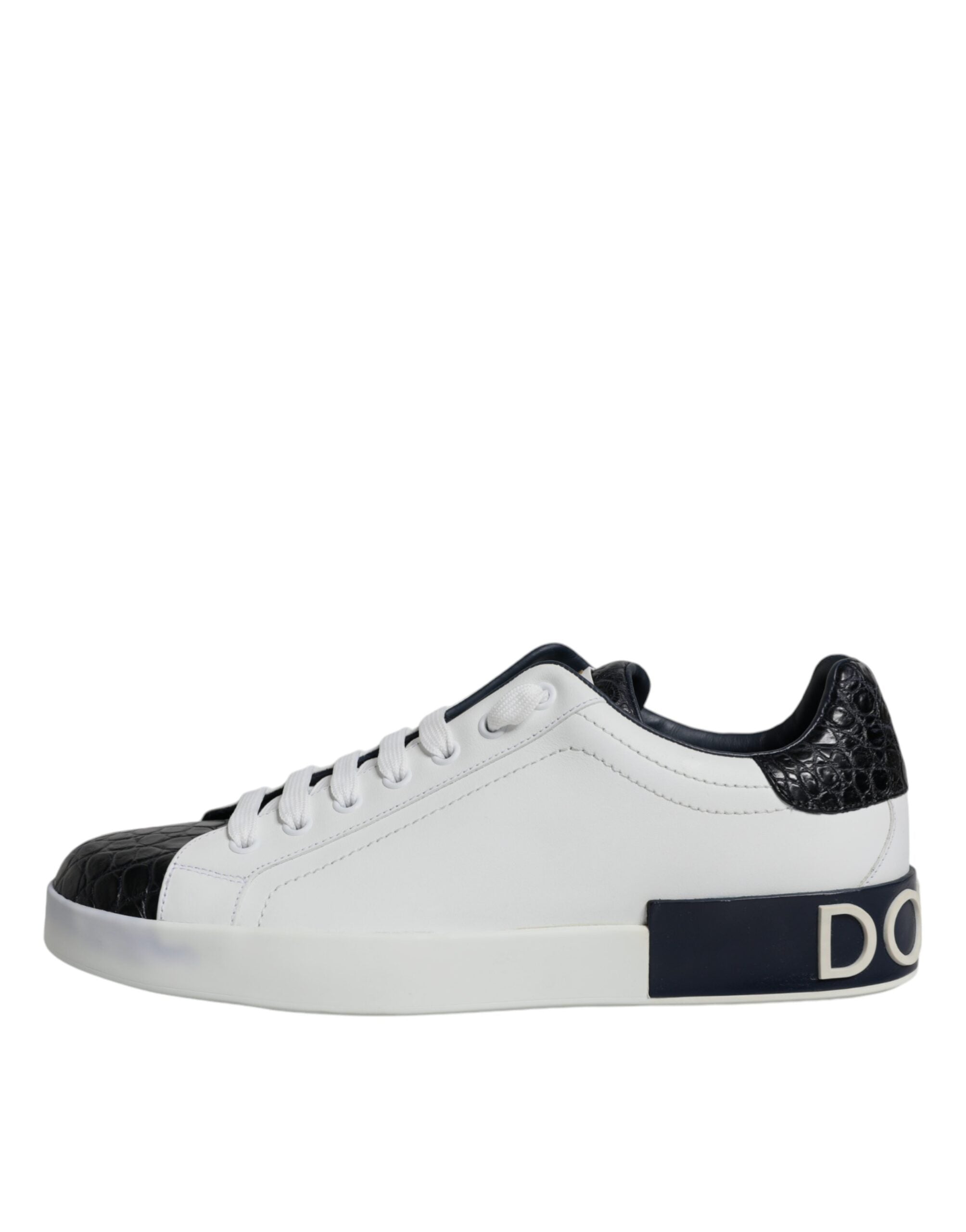 Dolce & Gabbana White Leather Logo Portofino Sneaker Shoes LUNESCAPE