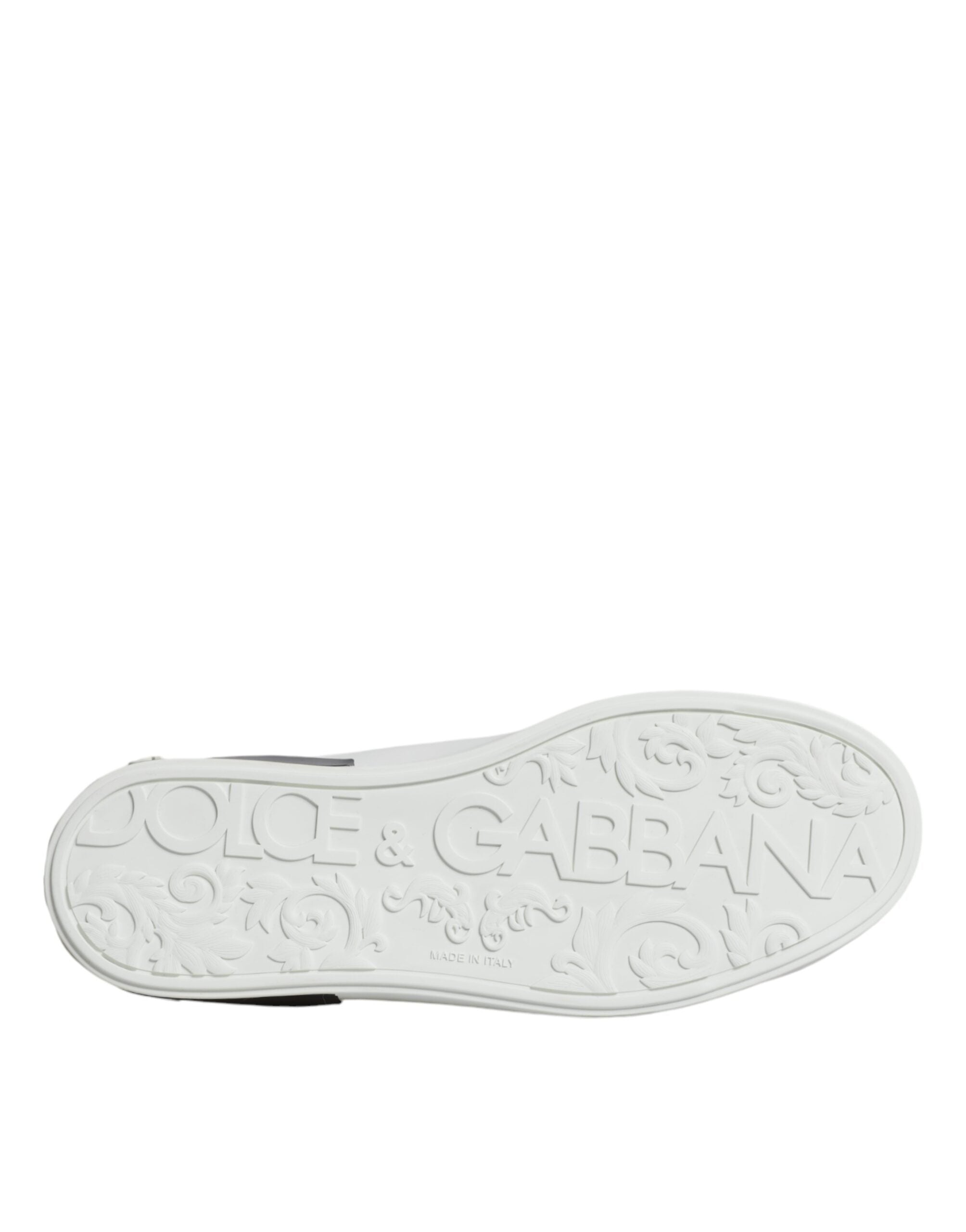 Dolce & Gabbana White Leather Logo Portofino Sneaker Shoes LUNESCAPE