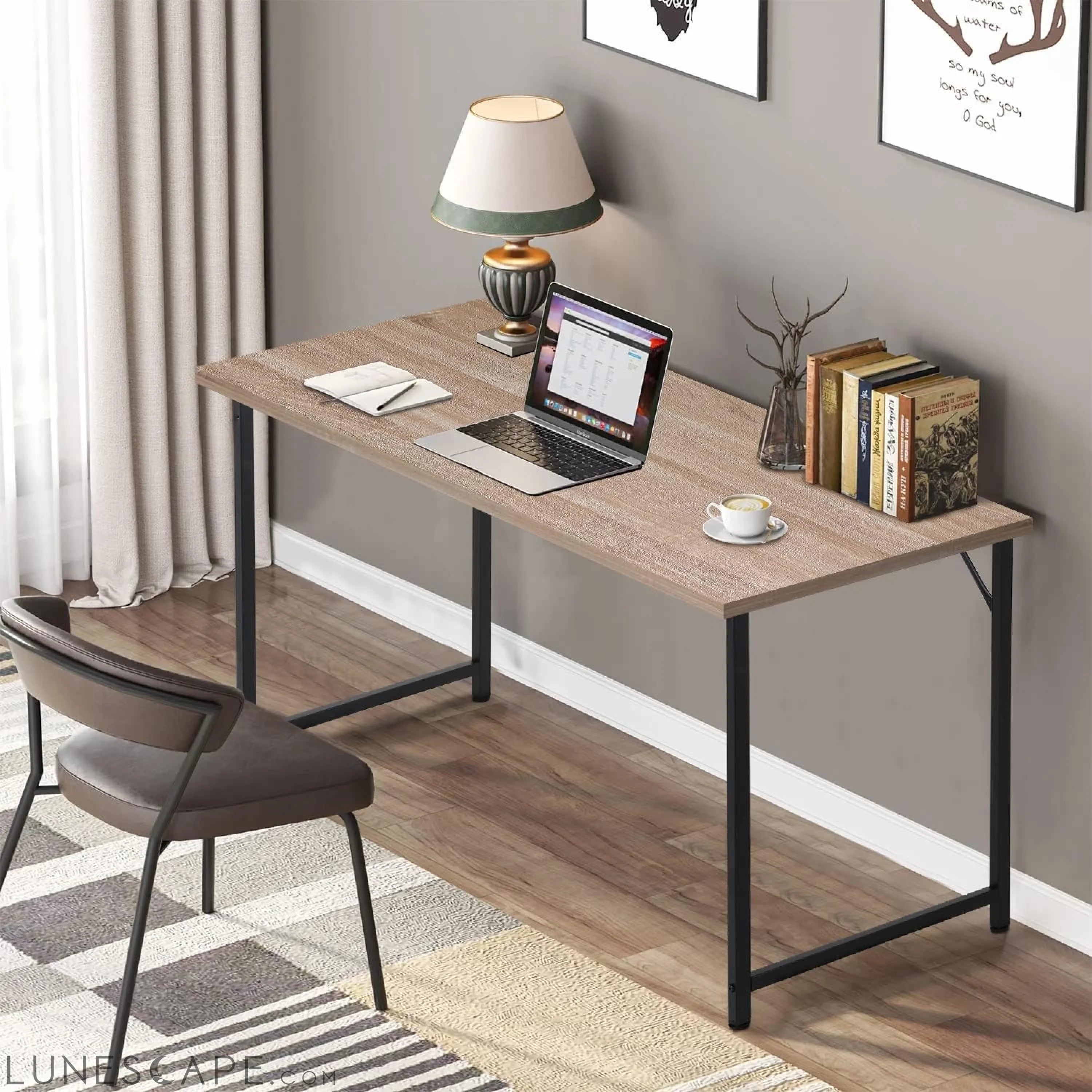 47 Inch Computer Desk Home Office Desk Writing Study Table Modern LUNESCAPE