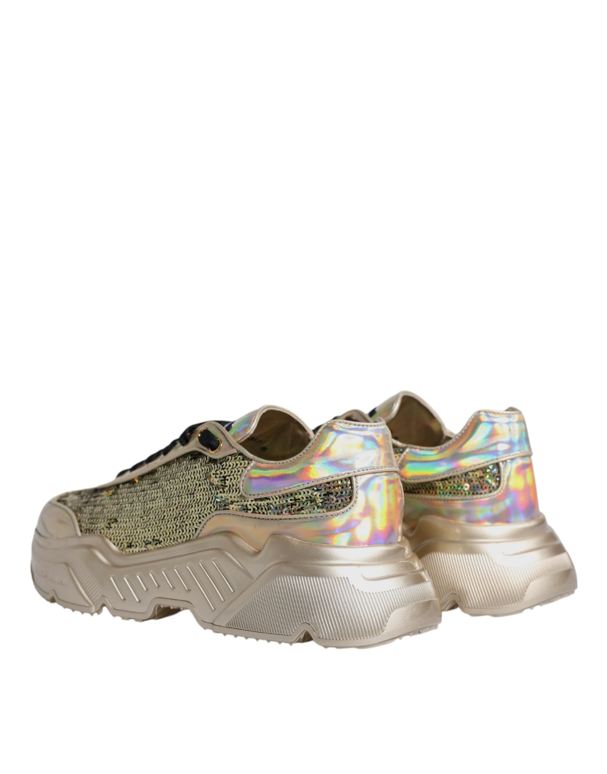 Dolce & Gabbana Gold Sequin Iridiscent Daymaster Sneakers Shoes LUNESCAPE