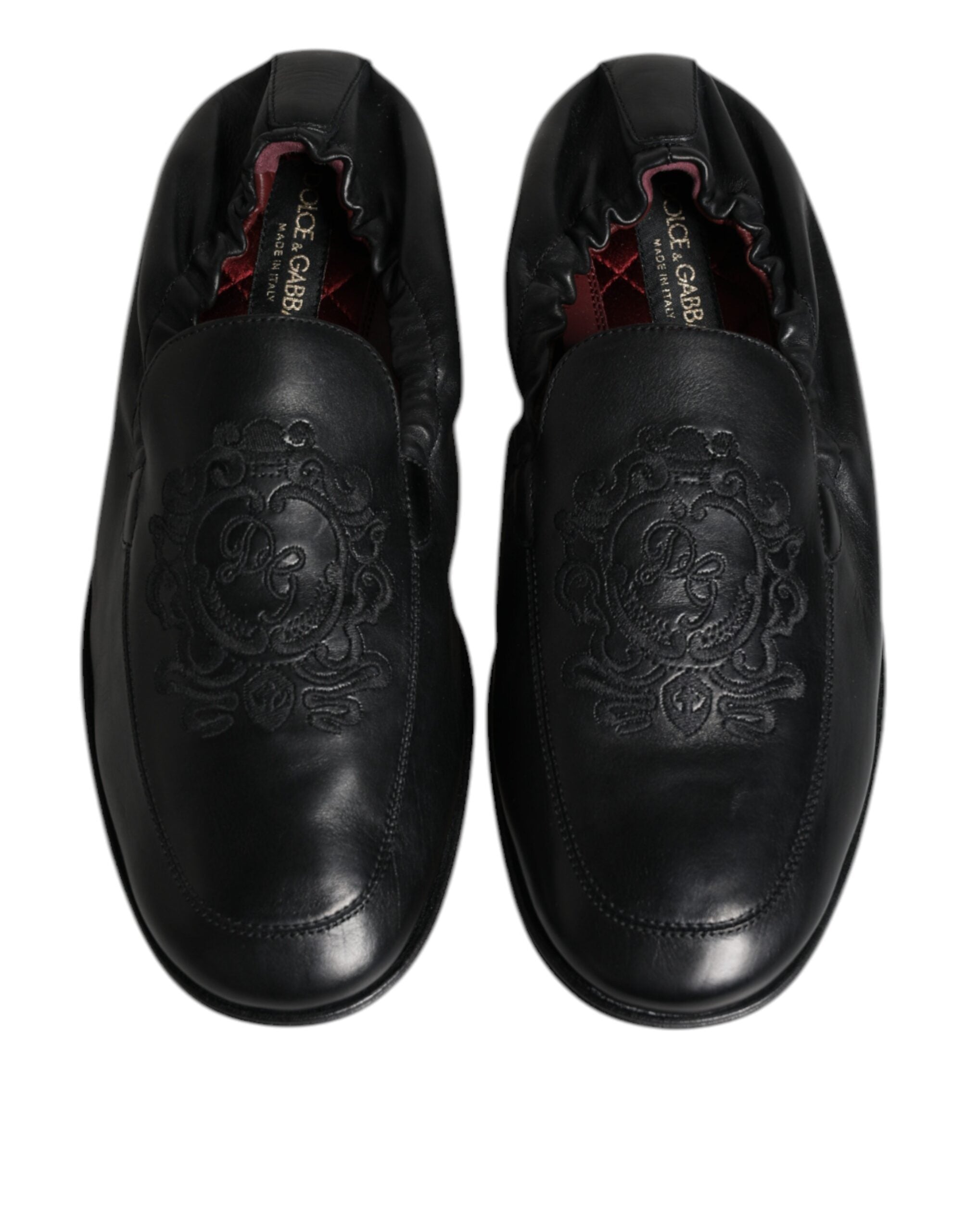 Dolce & Gabbana Black Logo Embroidered Leather Loafer LUNESCAPE