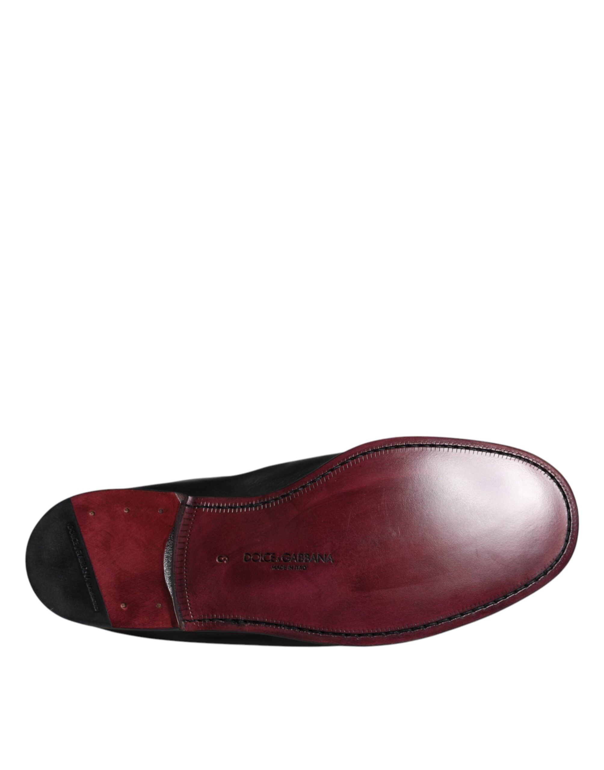 Dolce & Gabbana Black Logo Embroidered Leather Loafer LUNESCAPE
