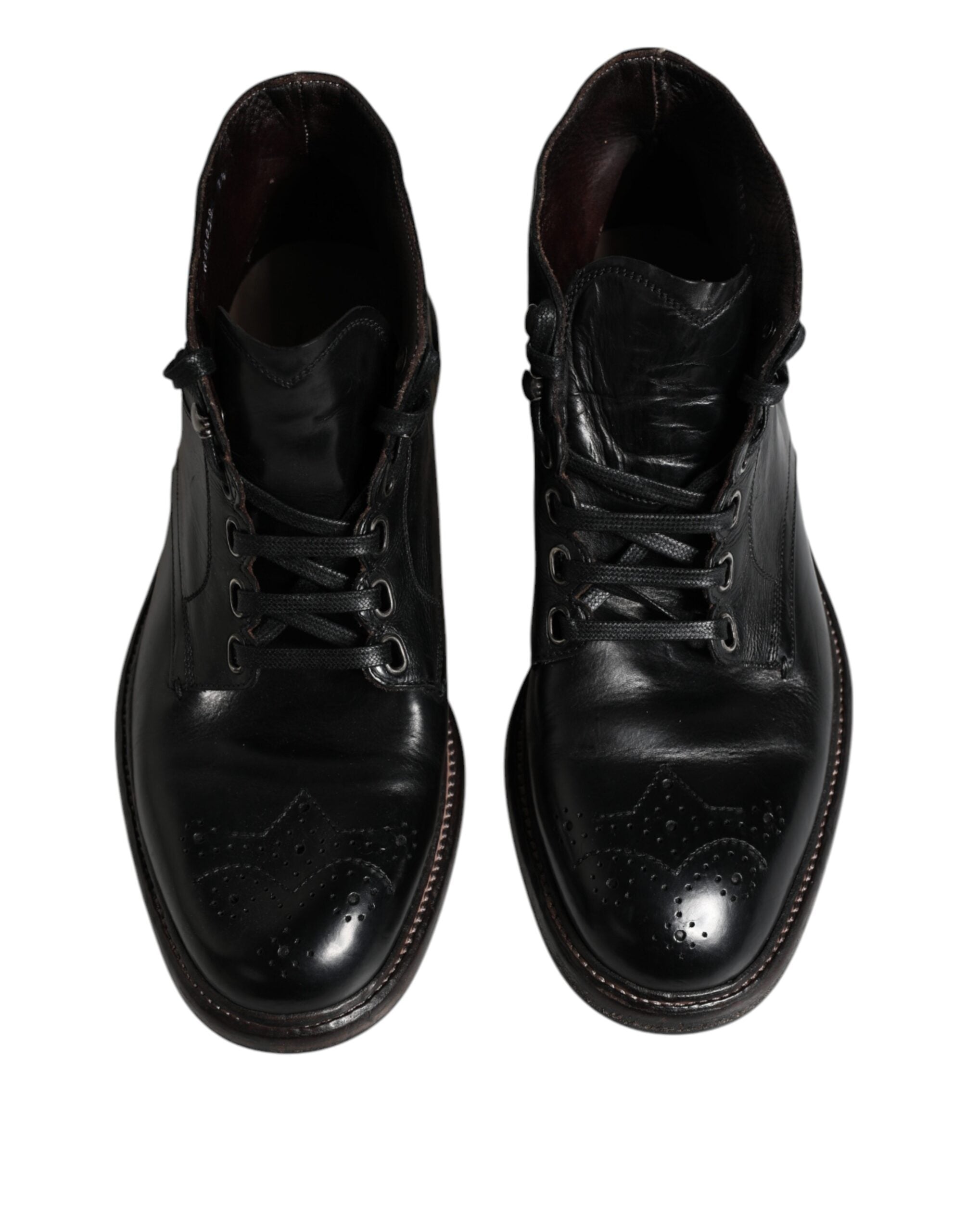 Dolce & Gabbana Black Leather Men Short Lace Up Boots LUNESCAPE