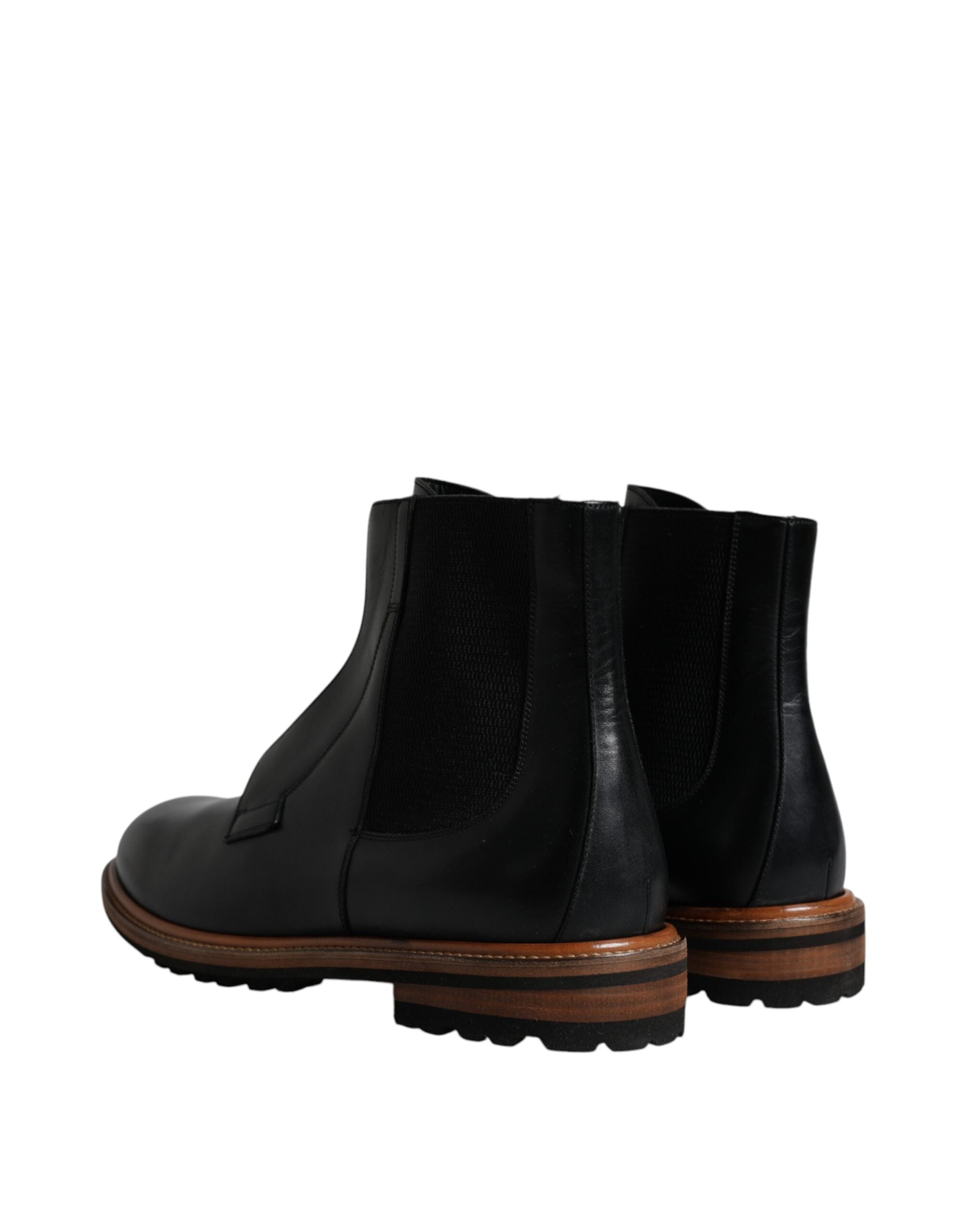 Dolce & Gabbana Black Leather Chelsea Boot for Men LUNESCAPE