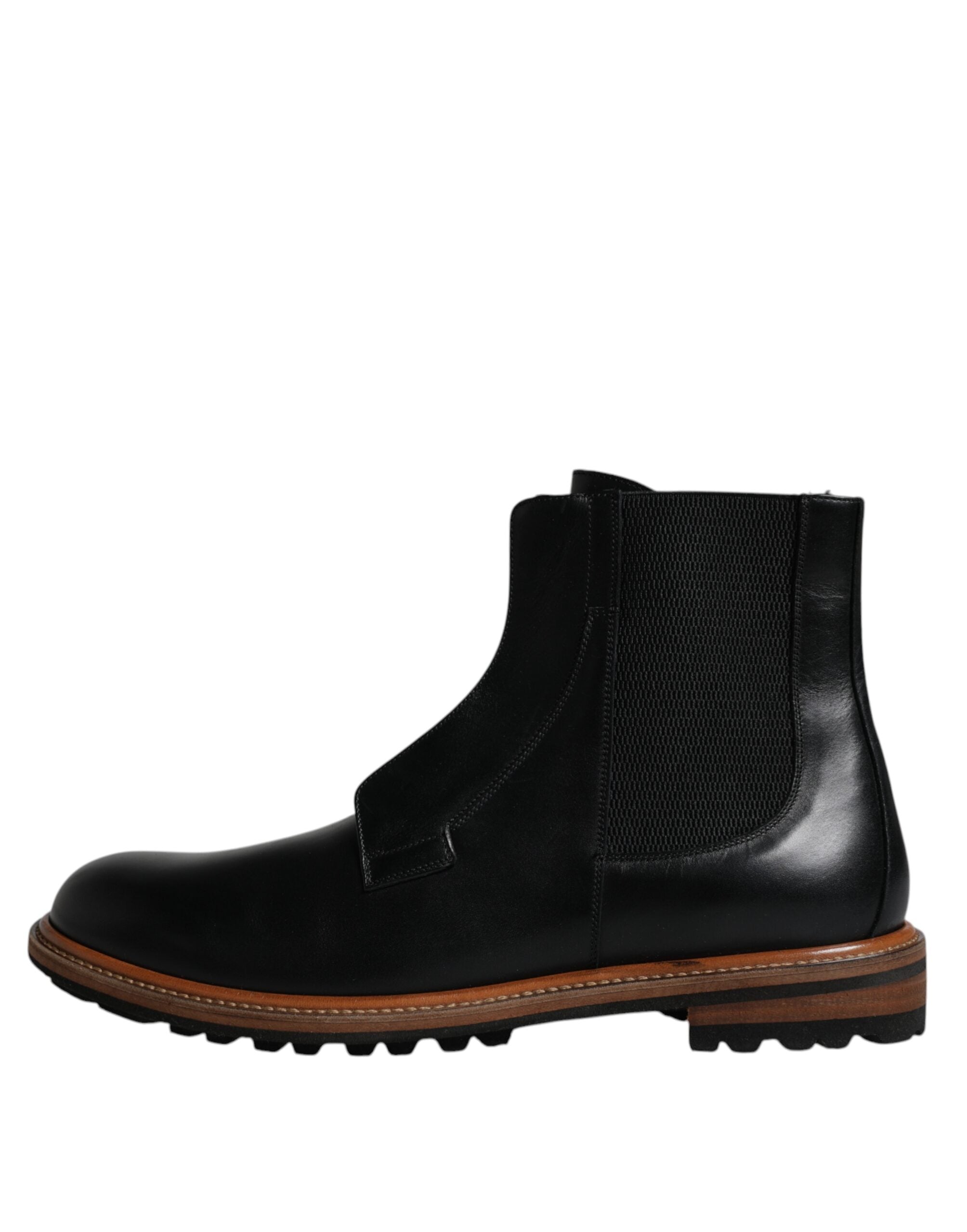 Dolce & Gabbana Black Leather Chelsea Boot for Men LUNESCAPE